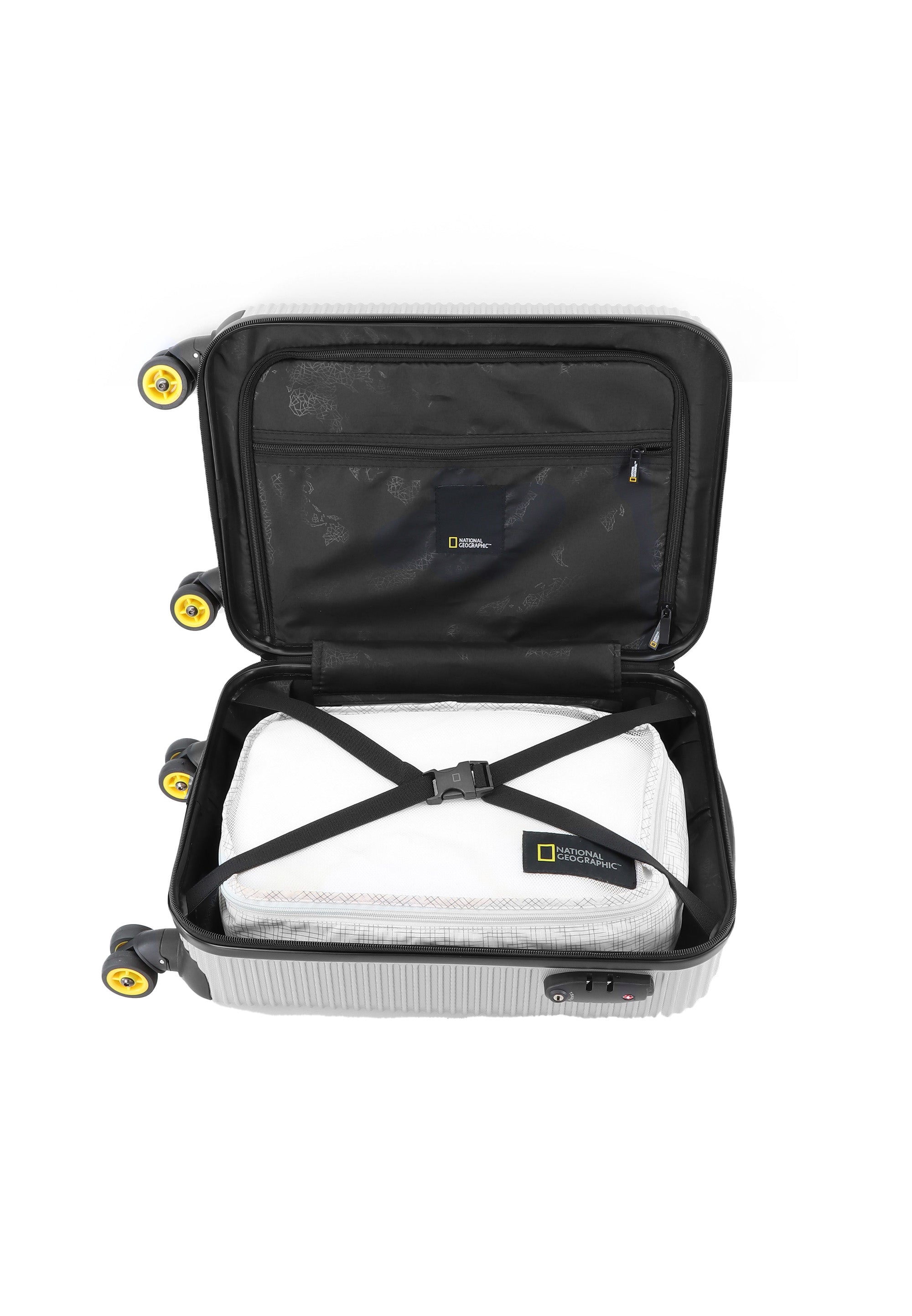 National Geographic - Abroad Handgepäck Hartschalenkoffer / Trolley / Reisekoffer - 54 cm - (Small) - Silber