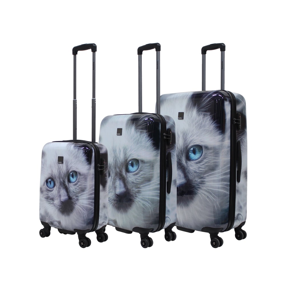 Katzen Reisekoffer Set Trolleyset Hartschalenkoffer von Saxoline mit Katzenmotiv