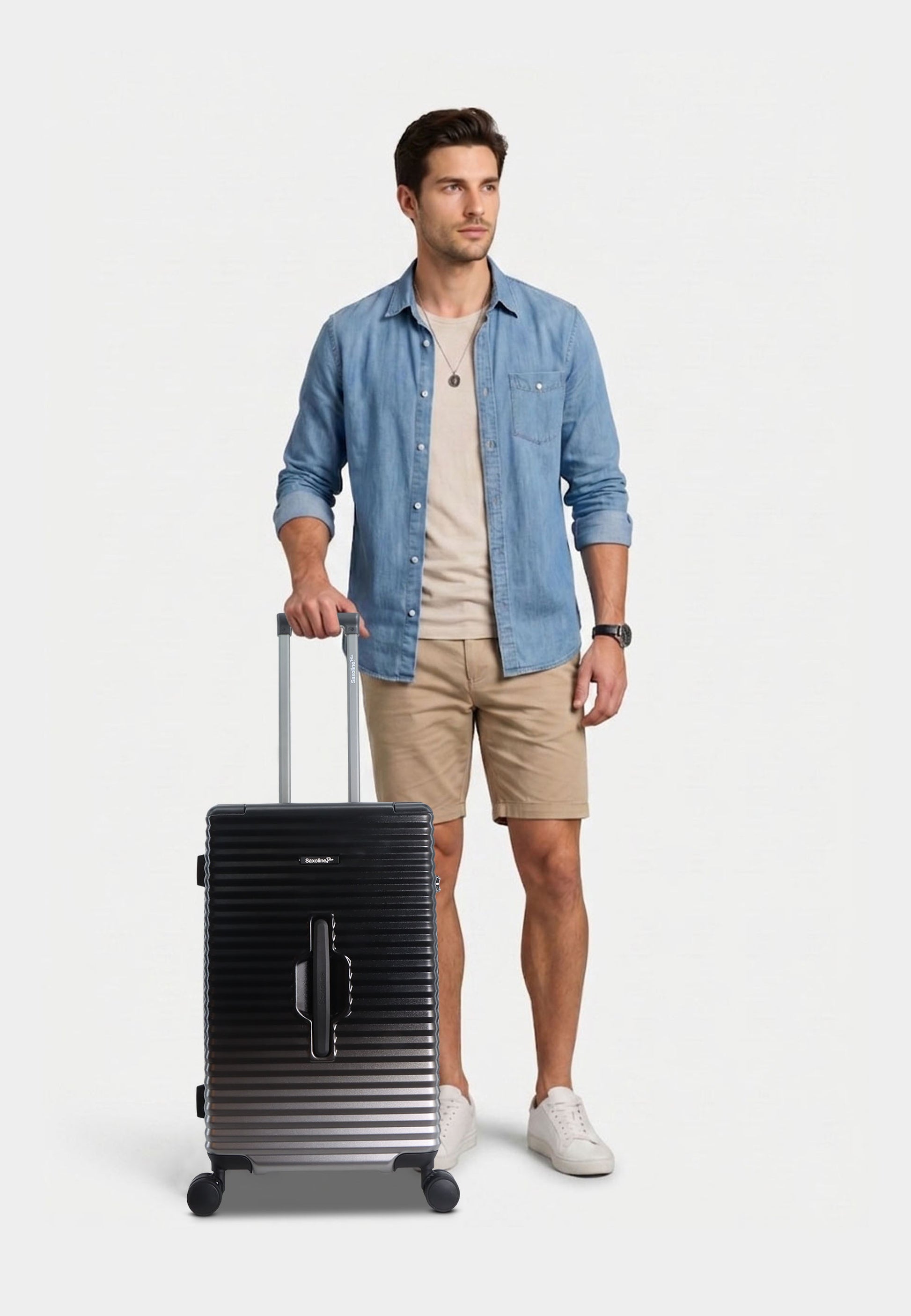 Saxoline Blue Elite Trunk Hartschalenkoffer Trolley Reisekoffer Medium Schwarz