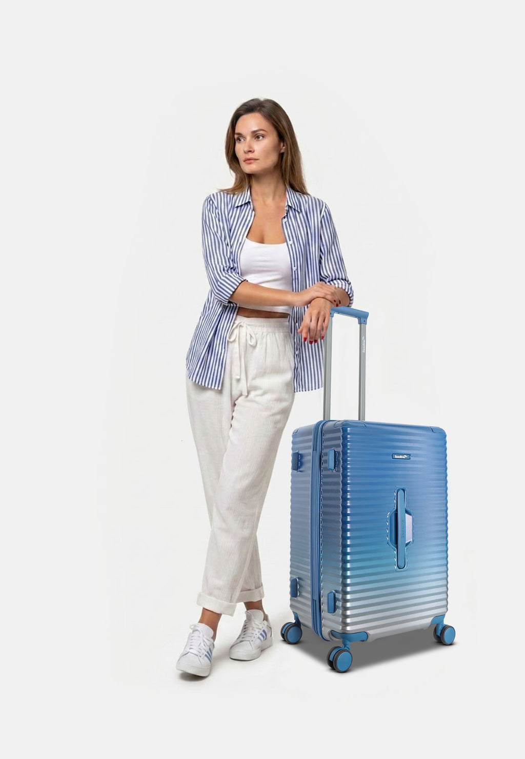 Saxoline Blue Elite Trunk Hartschalenkoffer Trolley Reisekoffer Medium Blau