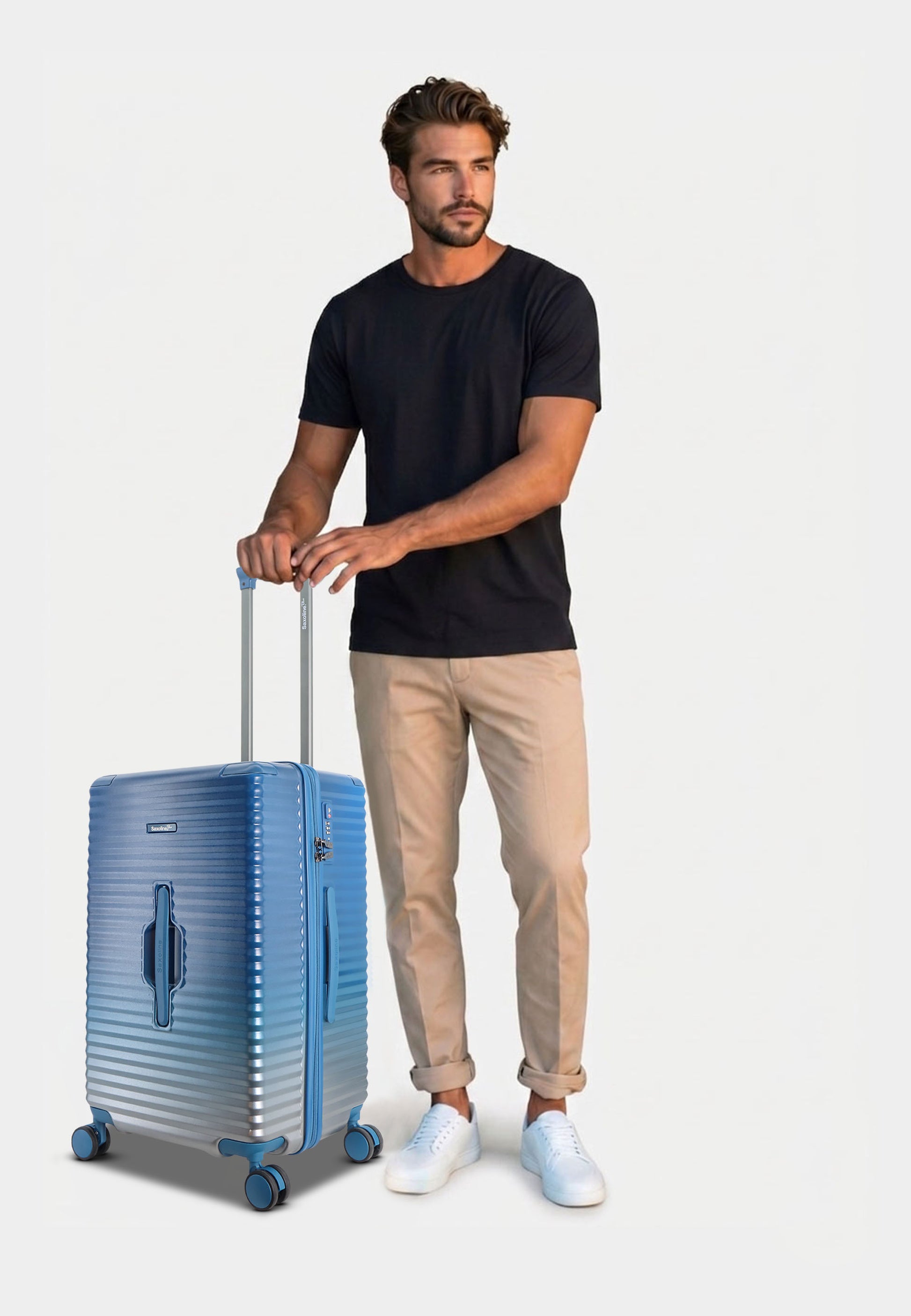 Saxoline Blue Elite Trunk Hartschalenkoffer Trolley Reisekoffer Medium Blau