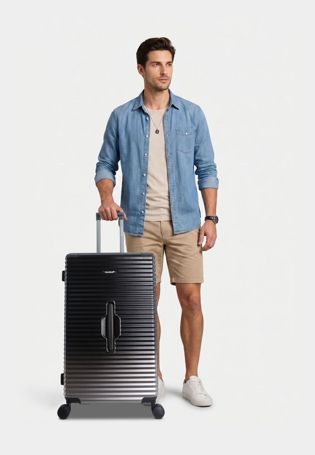 Saxoline Blue Elite Trunk Hartschalenkoffer Trolley Reisekoffer Large Schwarz