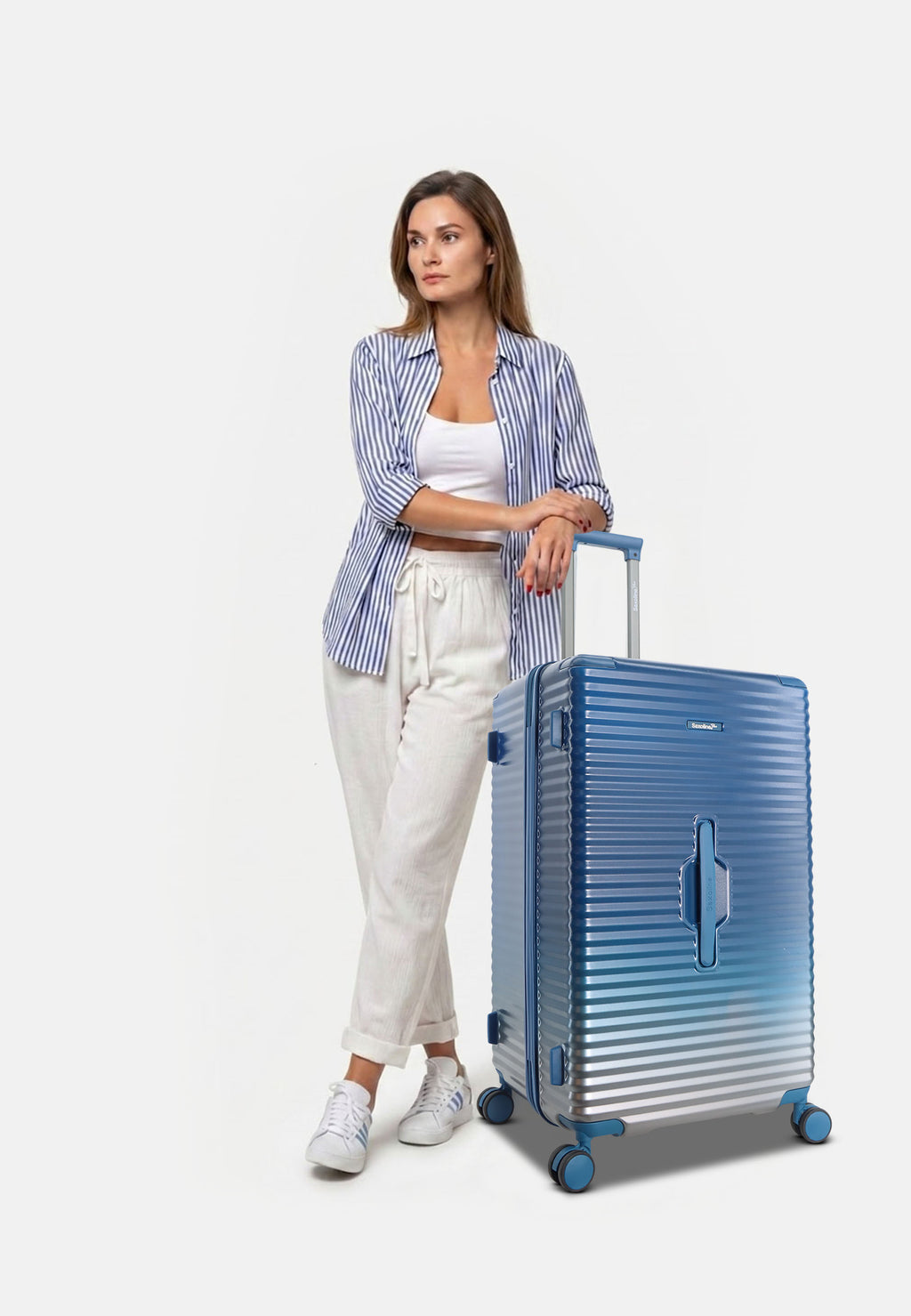 Saxoline Blue Elite Trunk Hartschalenkoffer Trolley Reisekoffer Large Blau