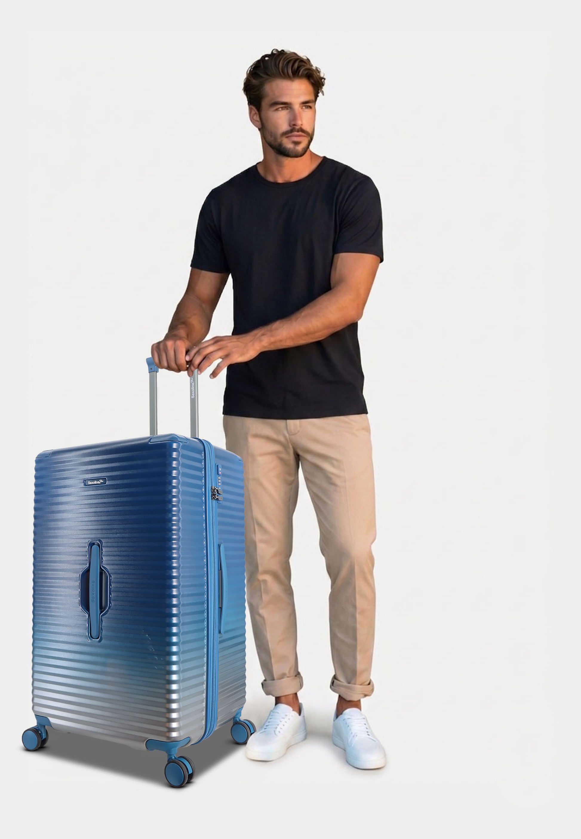 Saxoline Blue Elite Trunk Hartschalenkoffer Trolley Reisekoffer Large Blau