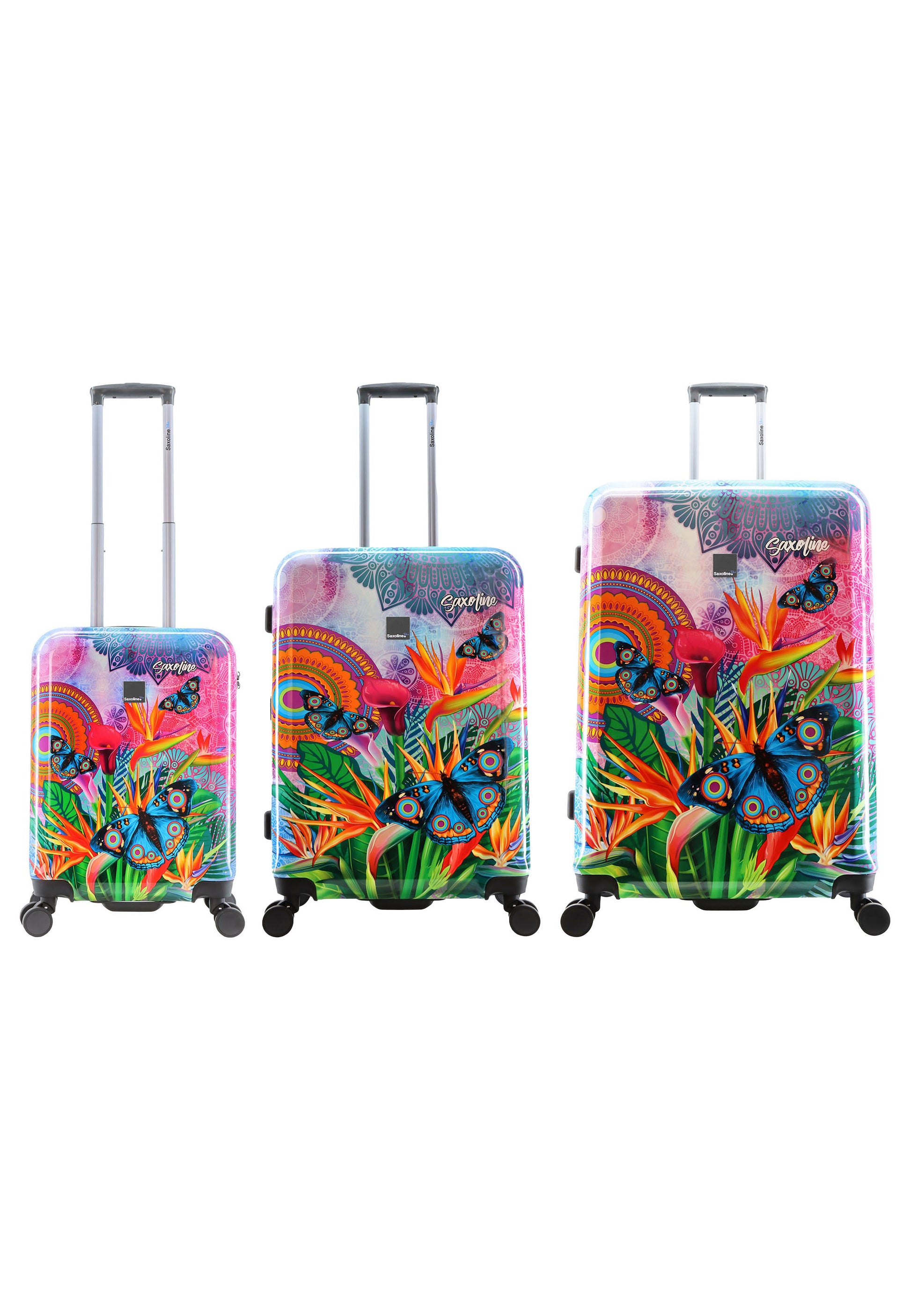 Saxoline Blue - Butterfly Nature Hartschalen-Kofferset / Trolley-Set / Reisekofferset - (S/M/L)