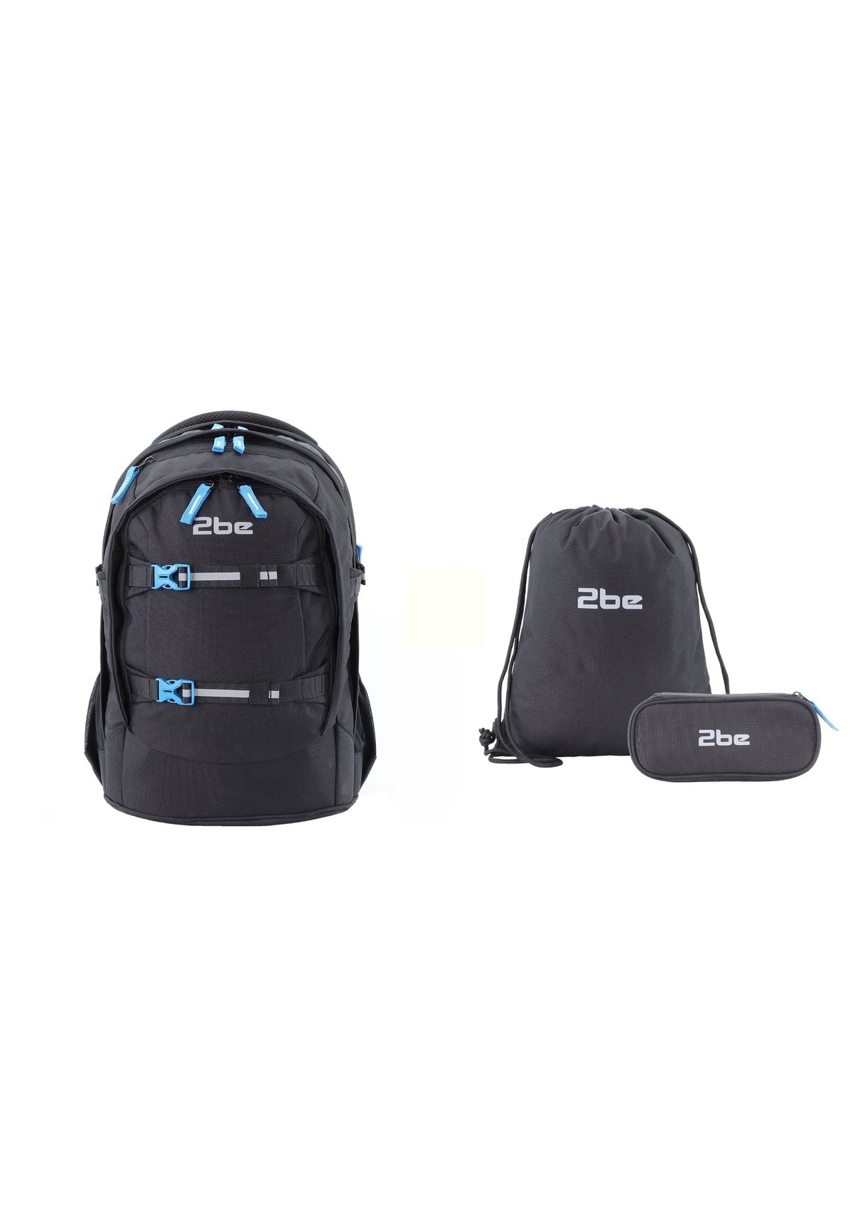 2be Ergonomisches Schulrucksack-Set 27 L – Schwarz – Produktansicht 1