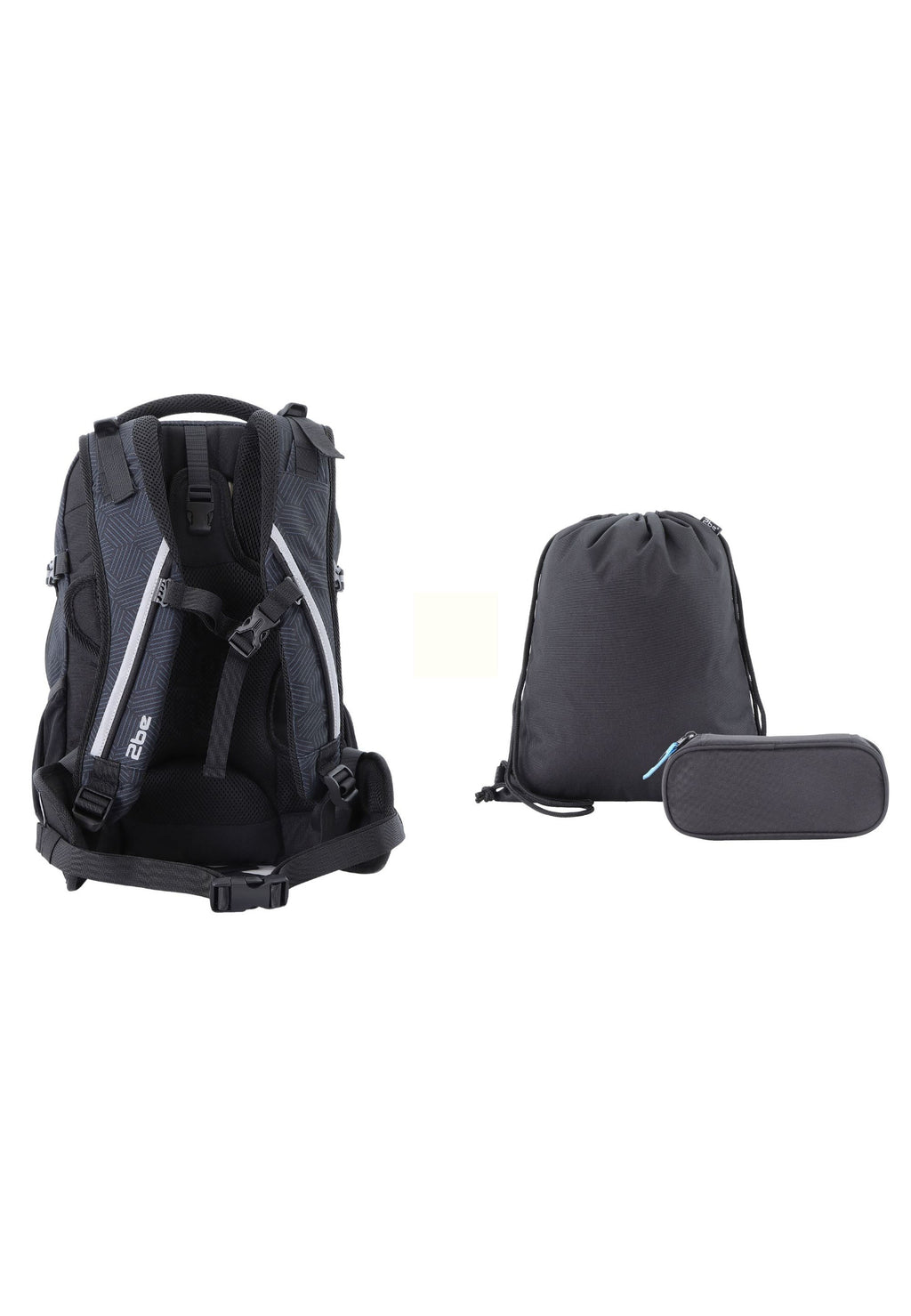 2be Ergonomisches Schulrucksack-Set 27 L – Schwarz/Grau – Produktansicht 2