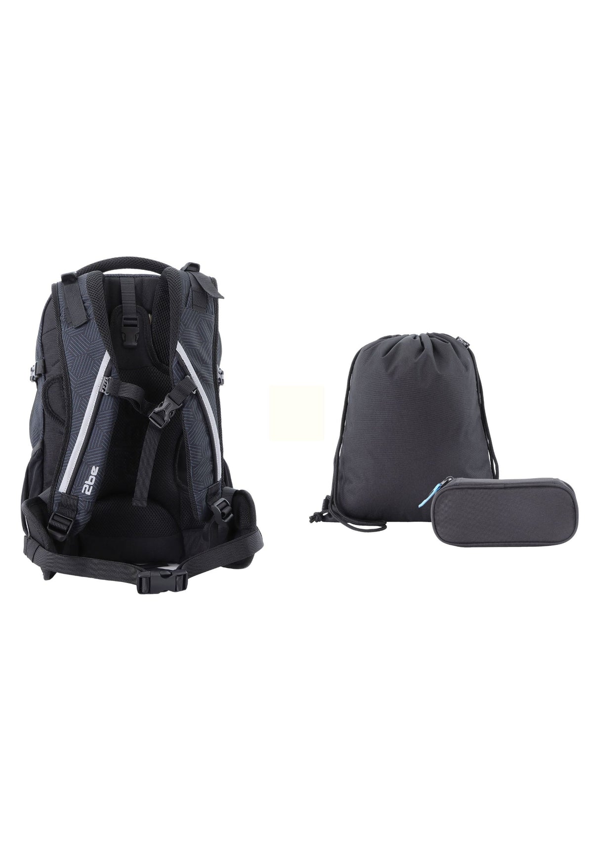 2be Ergonomisches Schulrucksack-Set 27 L – Schwarz/Grau – Produktansicht 2