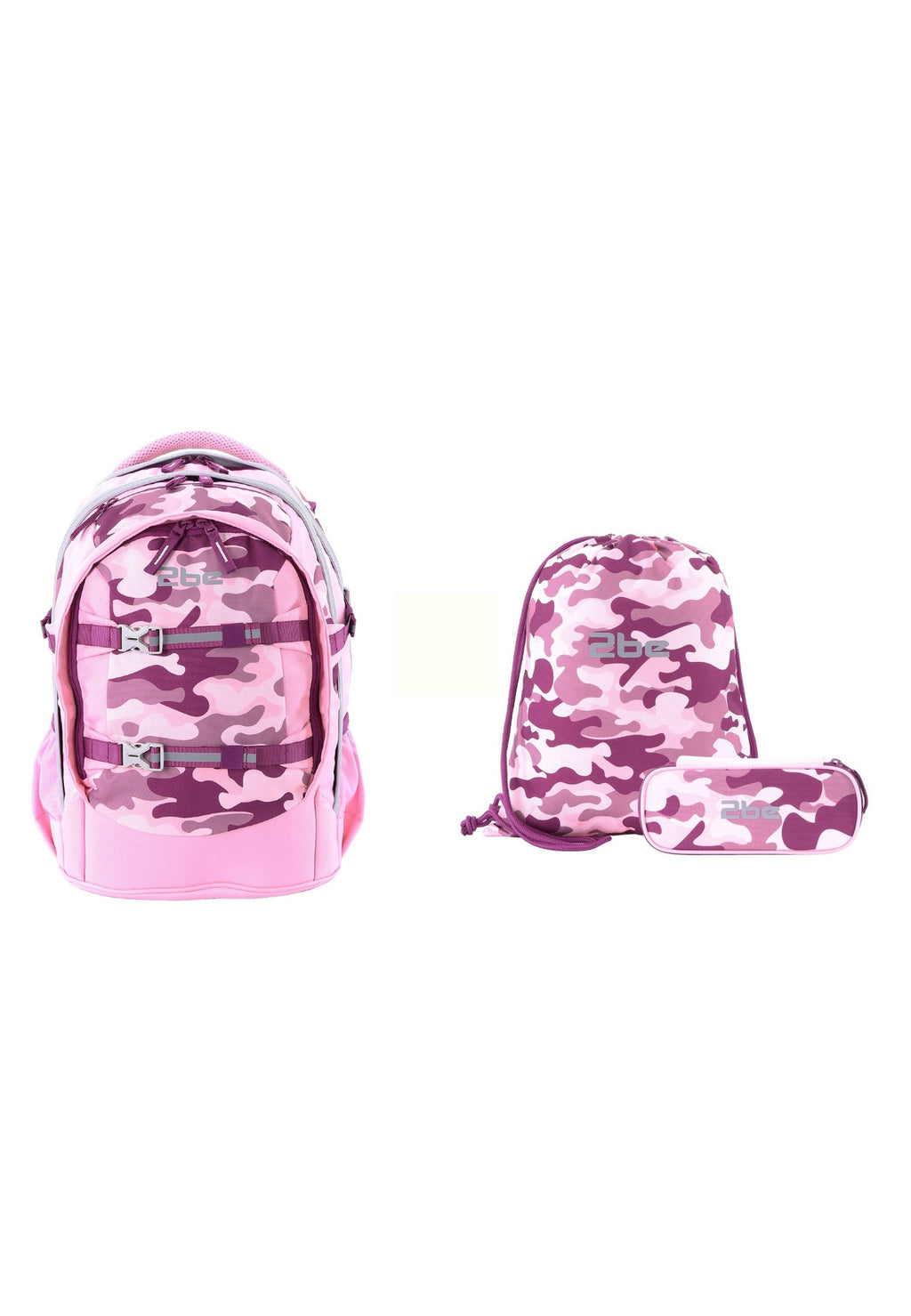 2be Ergonomisches Schulrucksack-Set 27 L – Burgunderrosa – Produktansicht 1