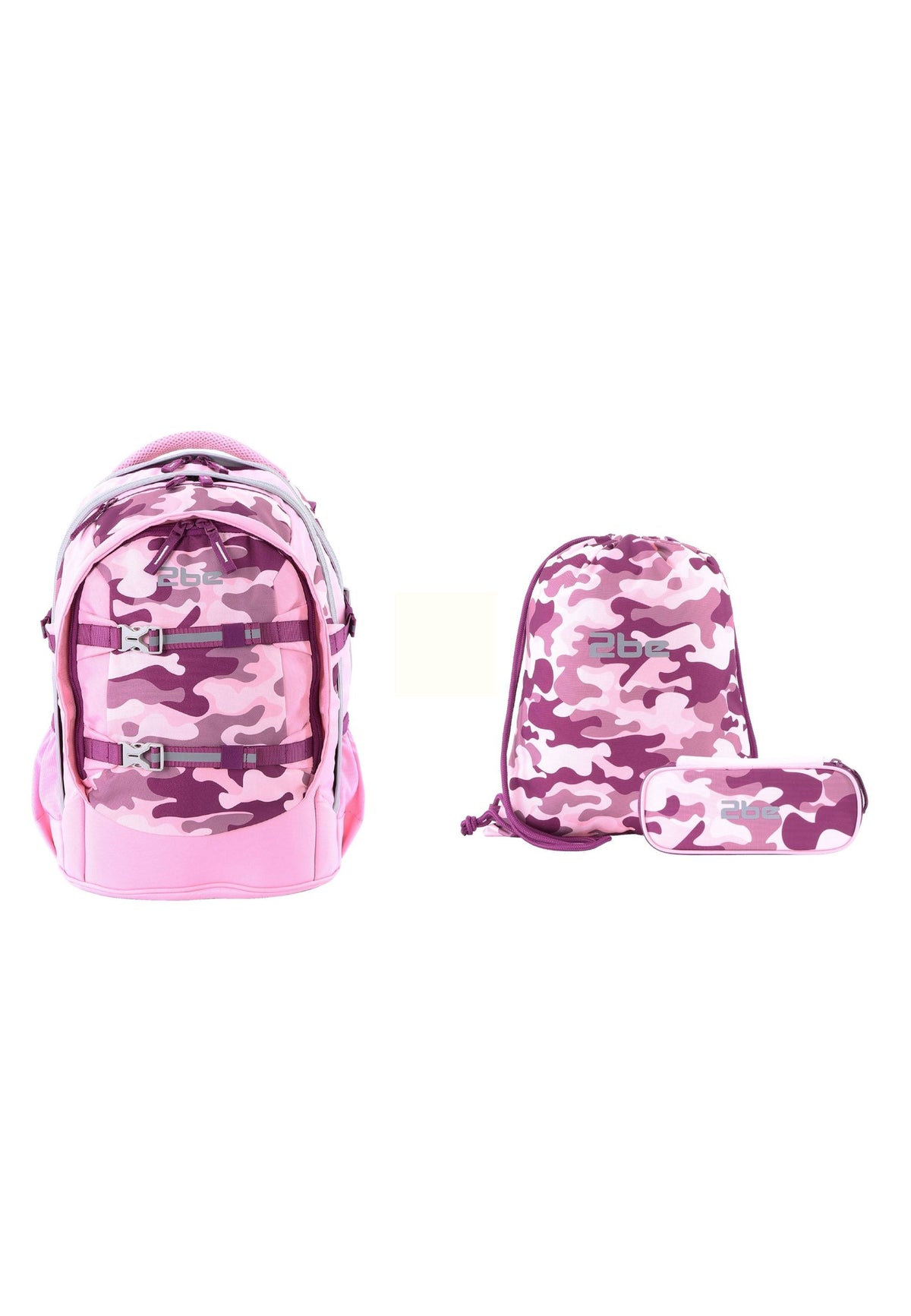 2be Ergonomisches Schulrucksack-Set 27 L – Burgunderrosa – Produktansicht 1