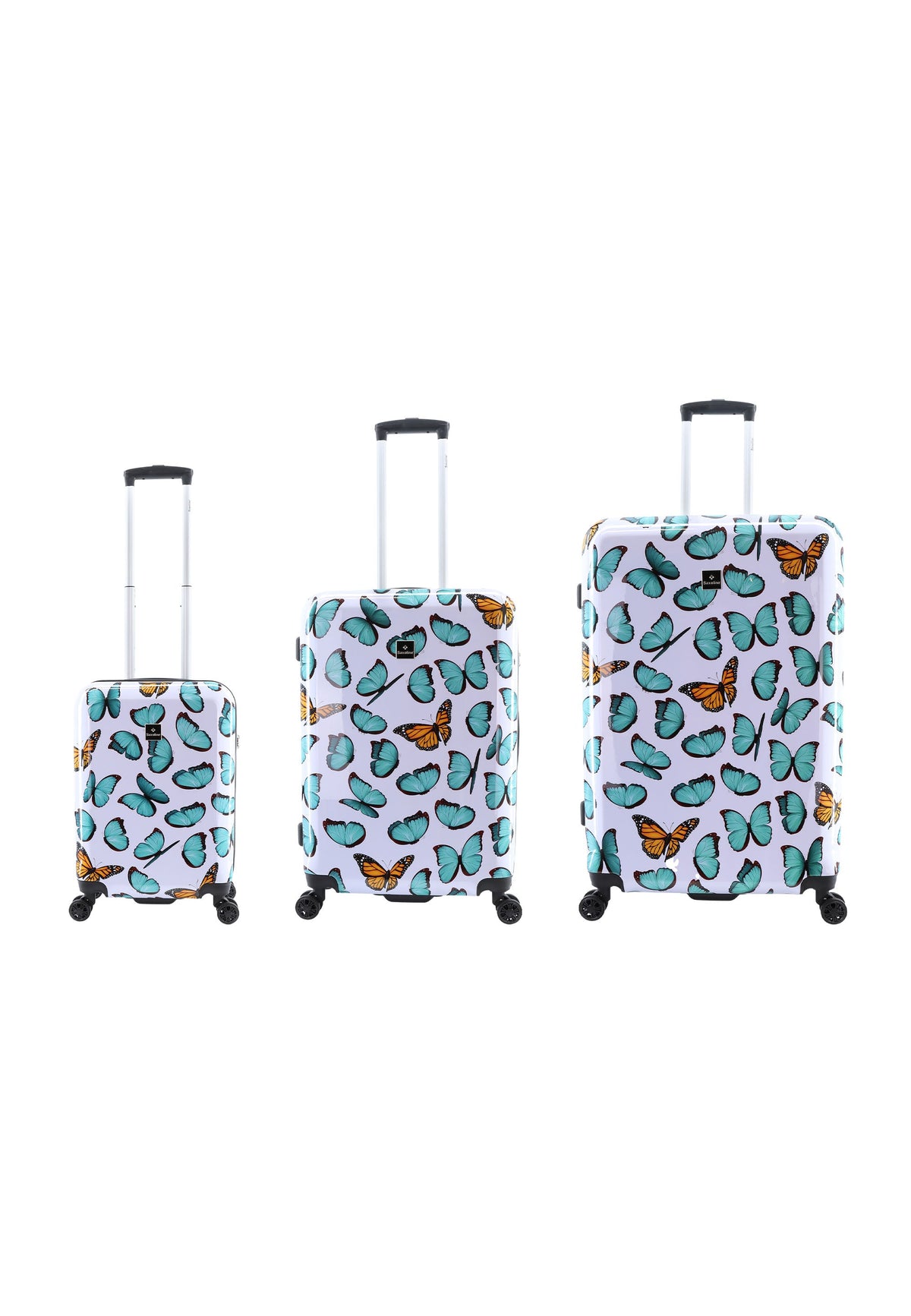 Saxoline Hartschalen-Kofferset 3-teilig / Reisekoffer-Set / Trolley-Set - S/M/L Springful Butterfly Print – Produktansicht 1