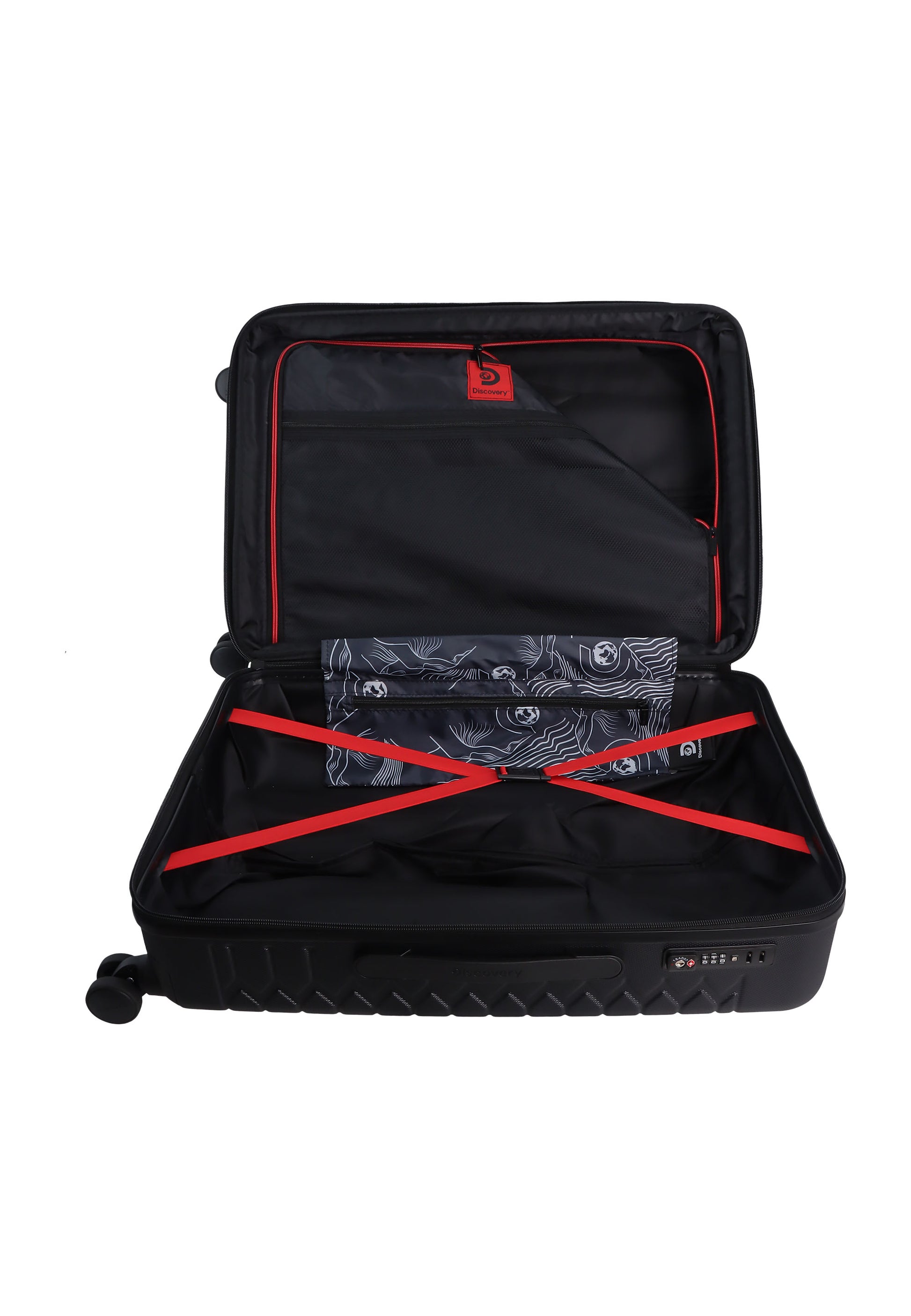 Discovery - Reptile Hartschalenkoffer / Trolley / Reisekoffer - 67 cm - (Medium) - Schwarz
