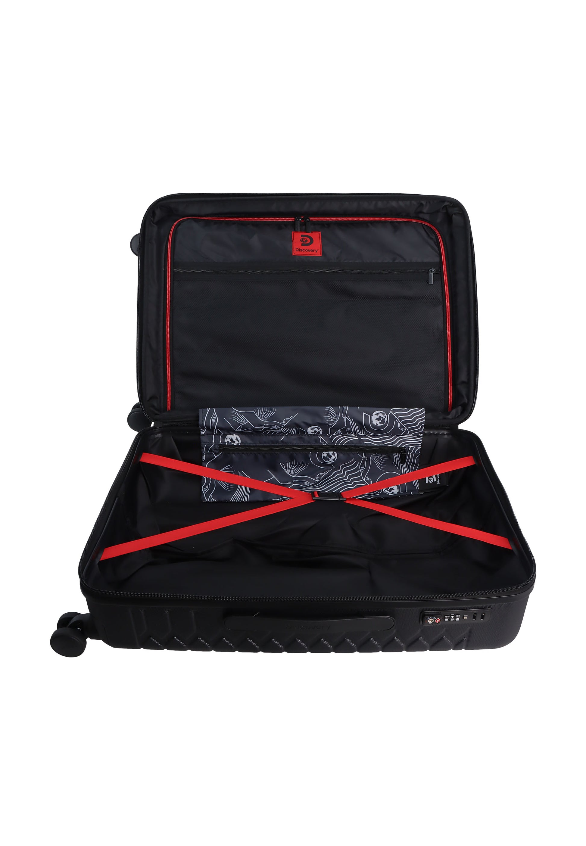 Discovery - Reptile Hartschalenkoffer / Trolley / Reisekoffer - 67 cm - (Medium) - Schwarz