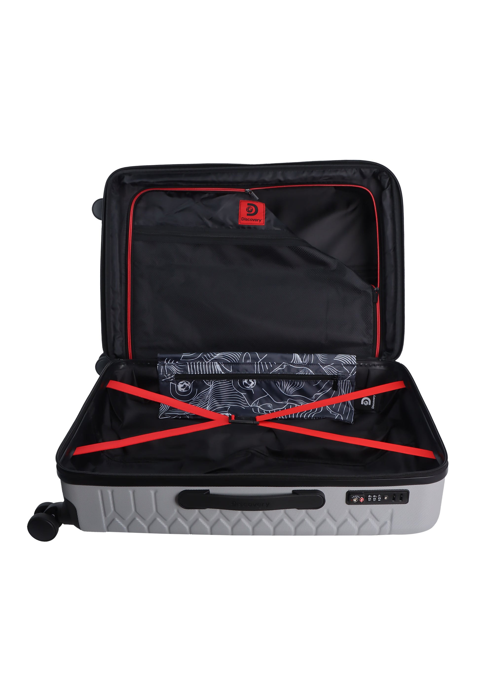 Discovery - Reptile Hartschalenkoffer / Trolley / Reisekoffer - 67 cm - (Medium) - Silber
