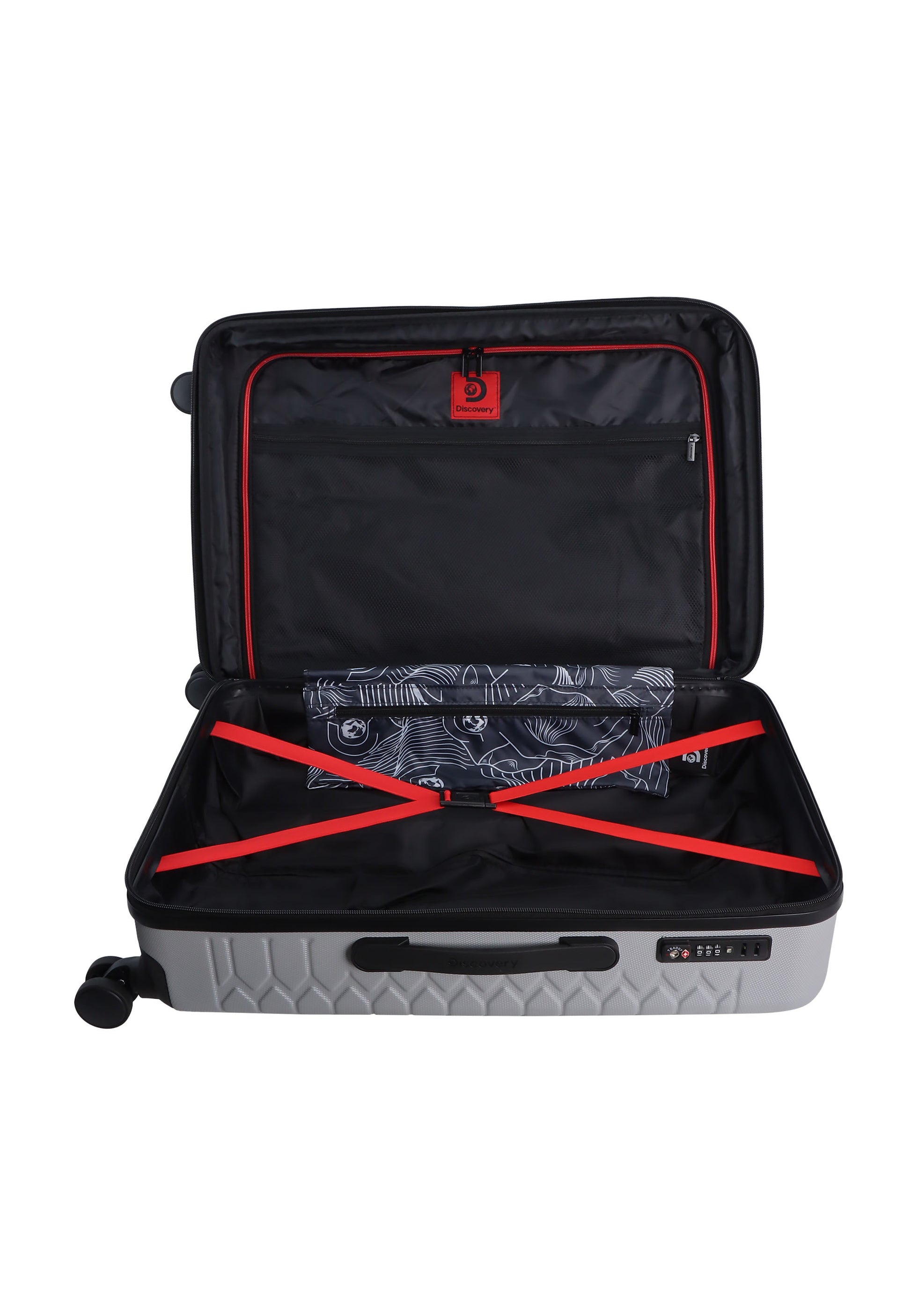 Discovery - Reptile Hartschalenkoffer / Trolley / Reisekoffer - 67 cm - (Medium) - Silber