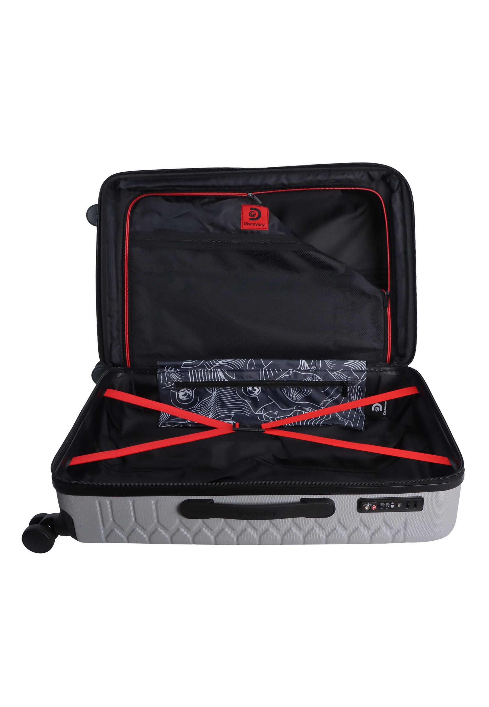 Discovery - Reptile Hartschalenkoffer / Trolley / Reisekoffer - 77 cm - (Large) - Silber