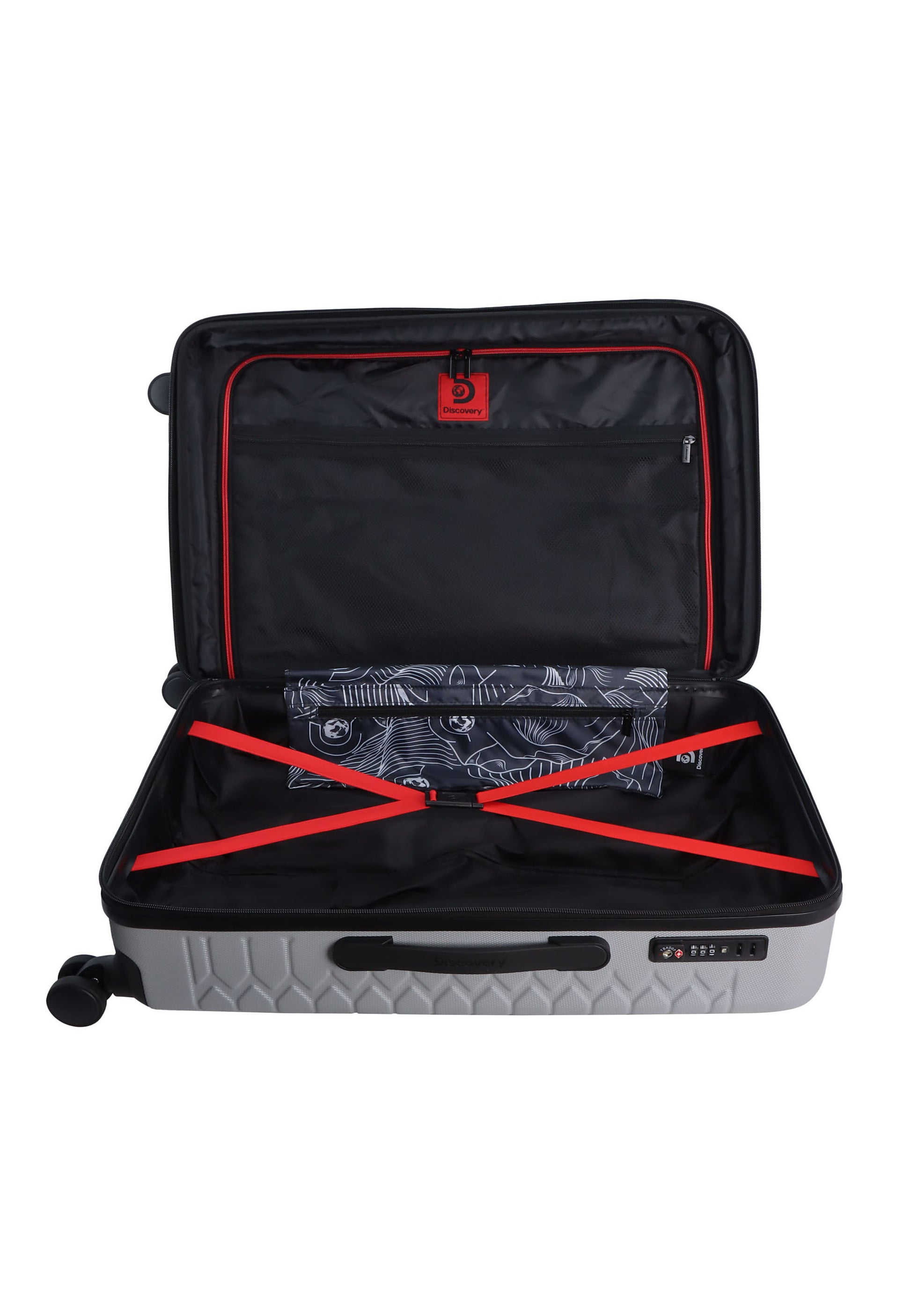 Discovery - Reptile Hartschalenkoffer / Trolley / Reisekoffer - 77 cm - (Large) - Silber
