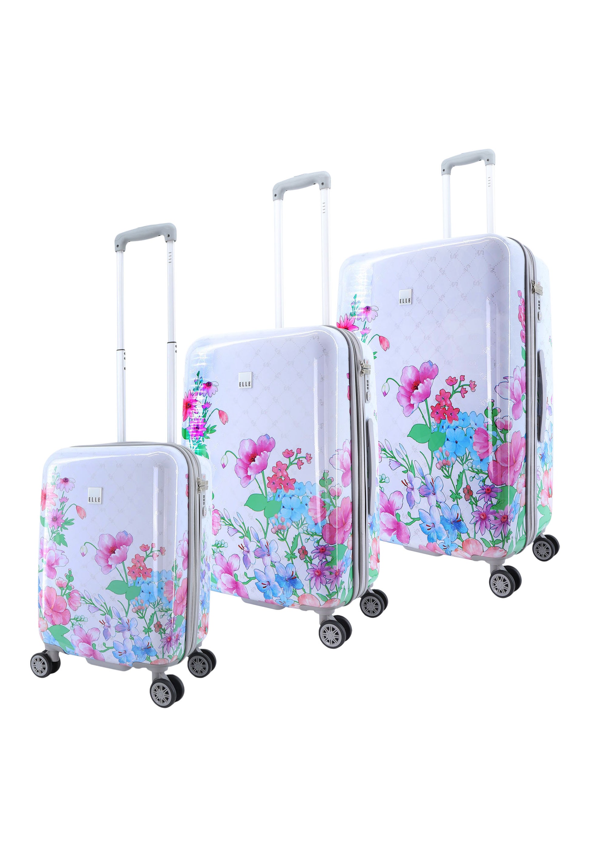 ELLE - Bouquet Hartschalen-Kofferset / Trolley-Set / Reisekofferset - (S/M/L) Weiß