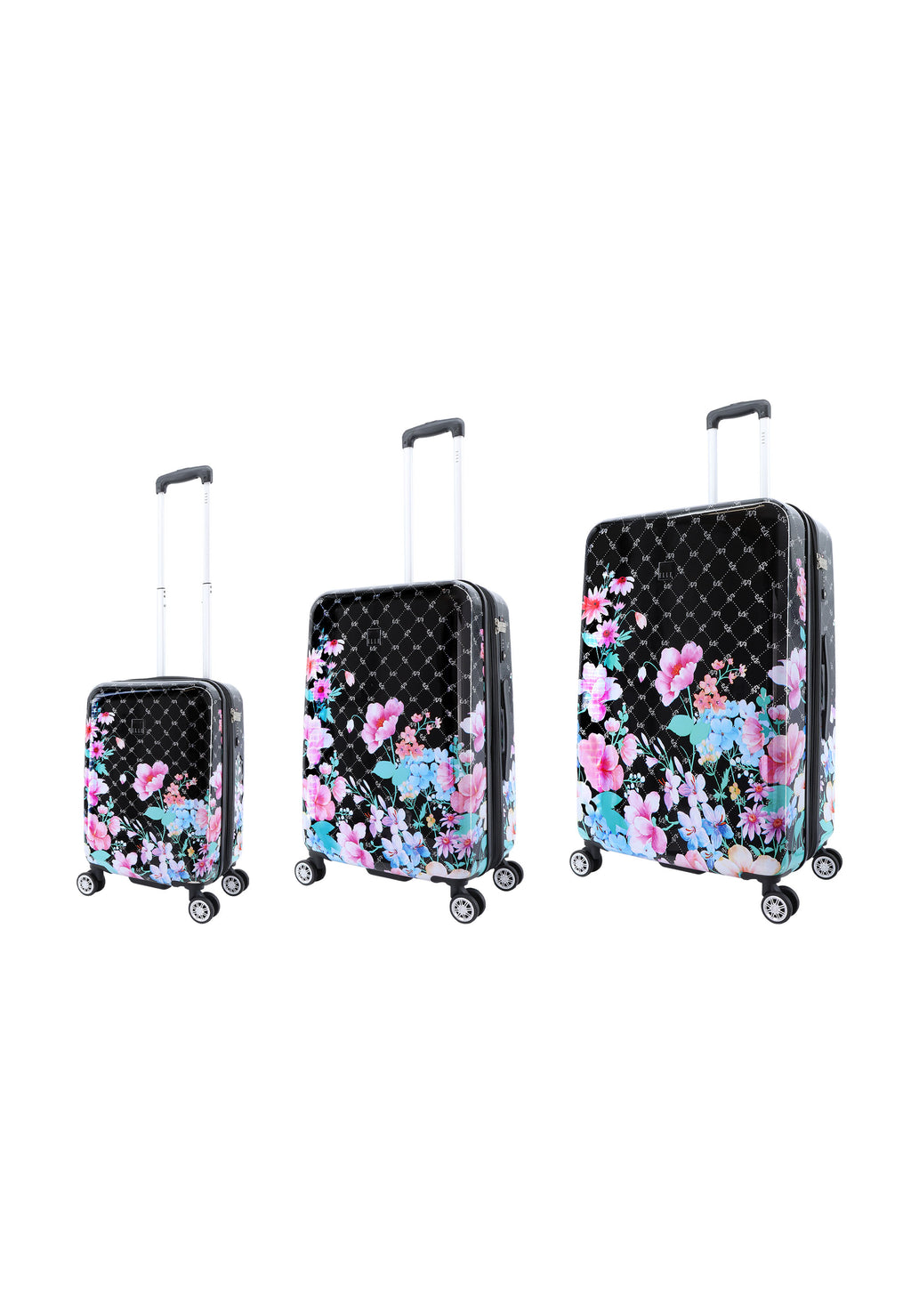 ELLE - Bouquet Hartschalen-Kofferset / Trolley-Set / Reisekofferset - (S/M/L) Schwarz