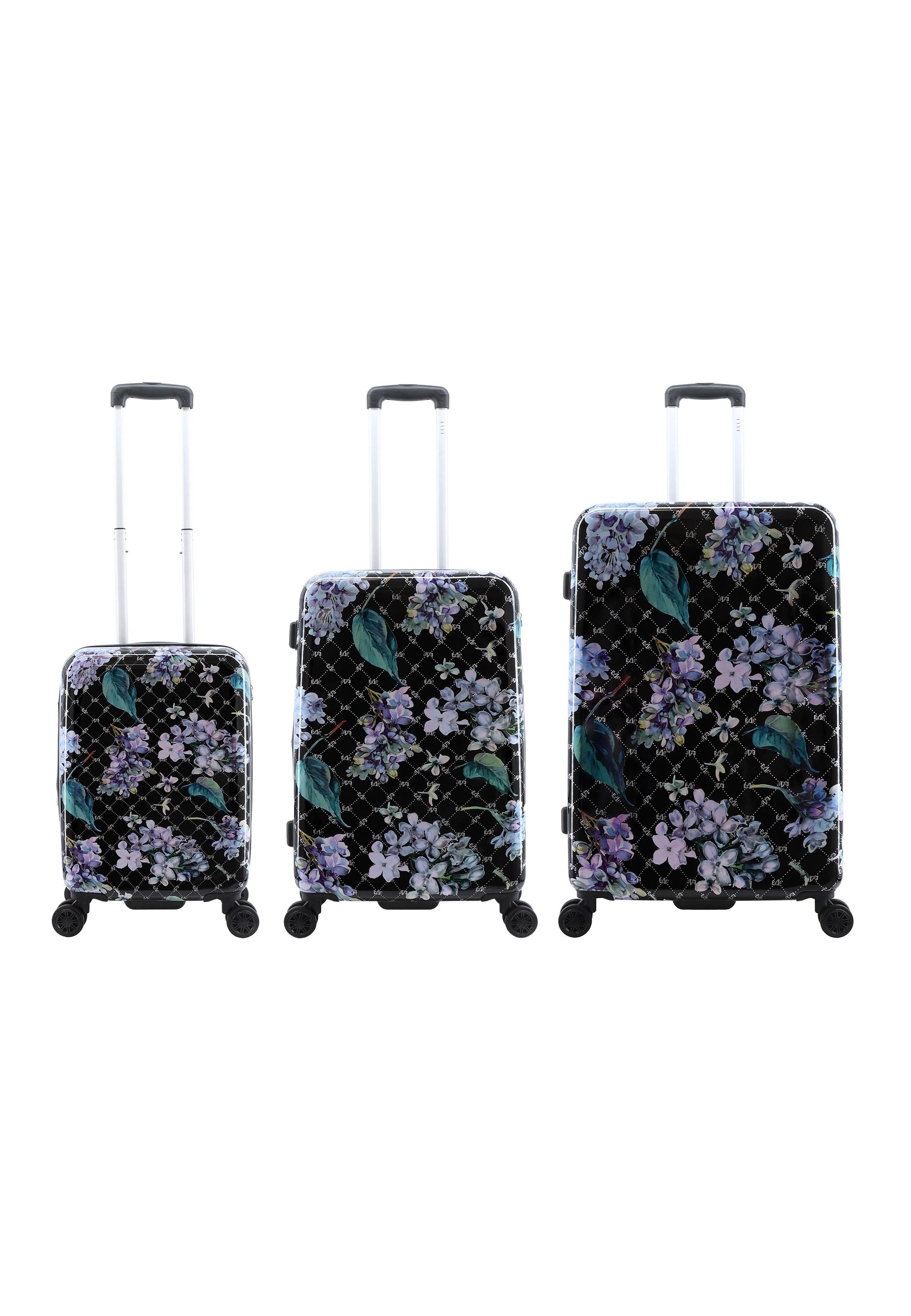 ELLE Floret Hartschalen-Kofferset / Trolley-Set / Reisekofferset - (S/M/L) Schwarz