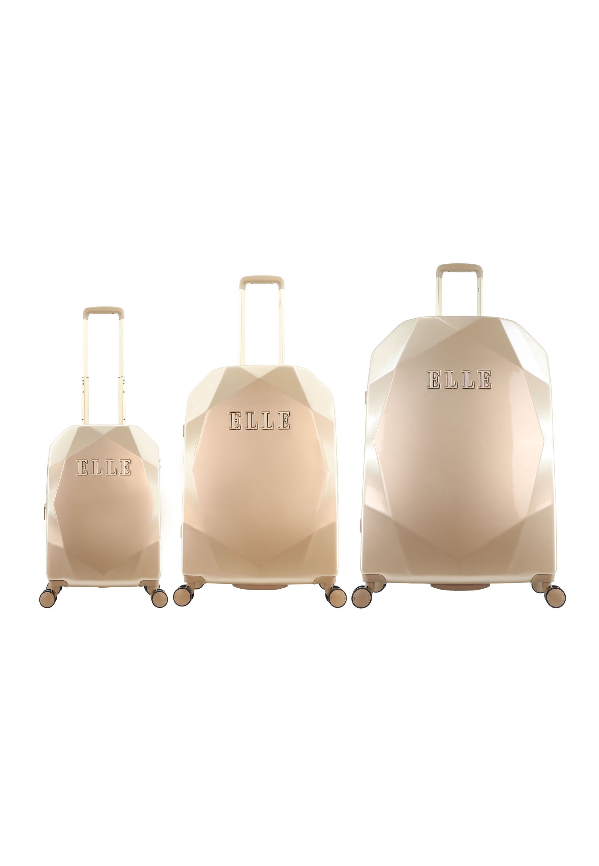 ELLE - Diamond Hartschalen-Kofferset / Trolley-Set / Reisekofferset - (S/M/L) - Gold