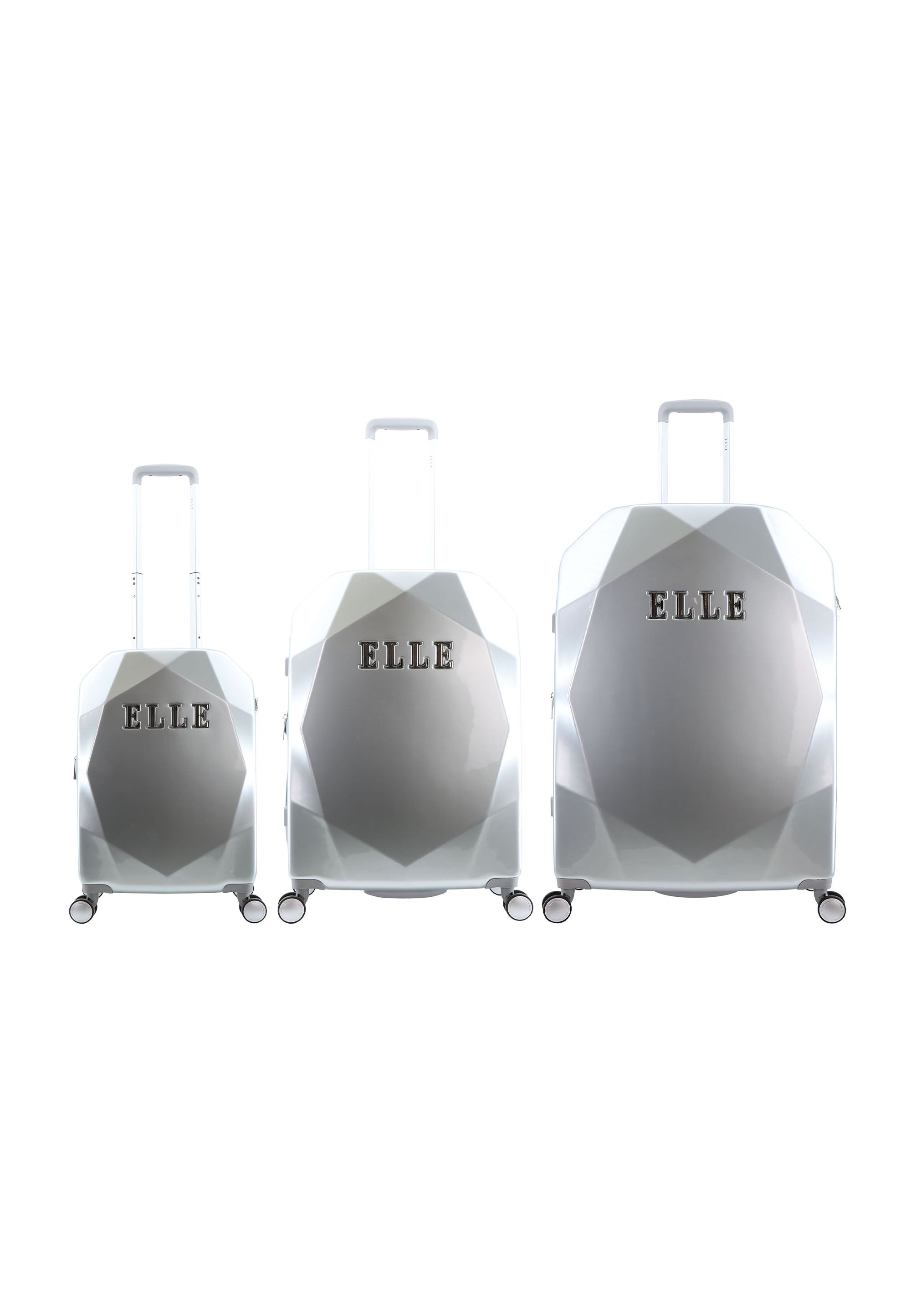 ELLE Diamond Hartschalen Koffer Set (S/M/L) Silber