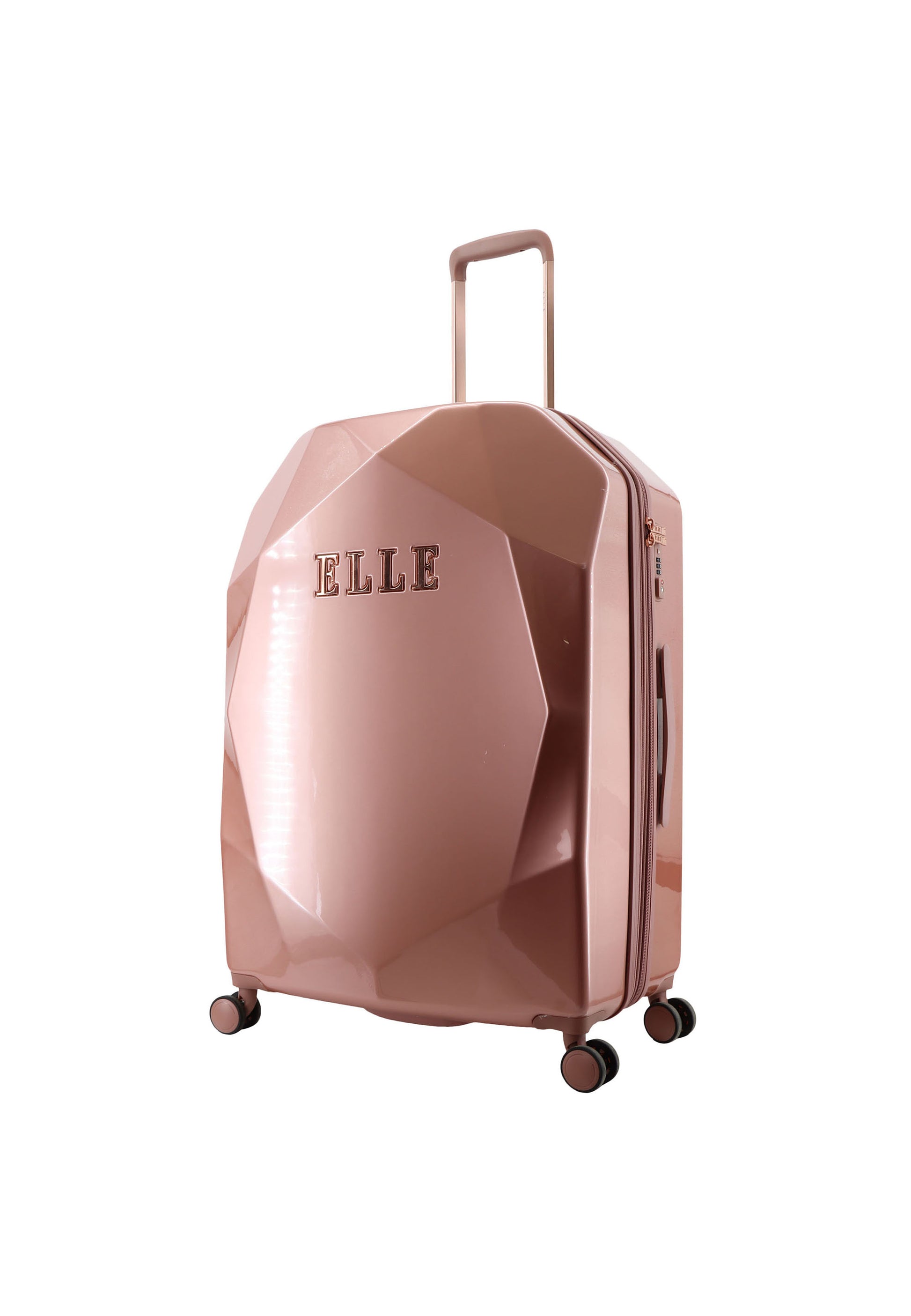 ELLE - Diamond Hartschalen-Kofferset / Trolley-Set / Reisekofferset - (S/M/L) - Roségold