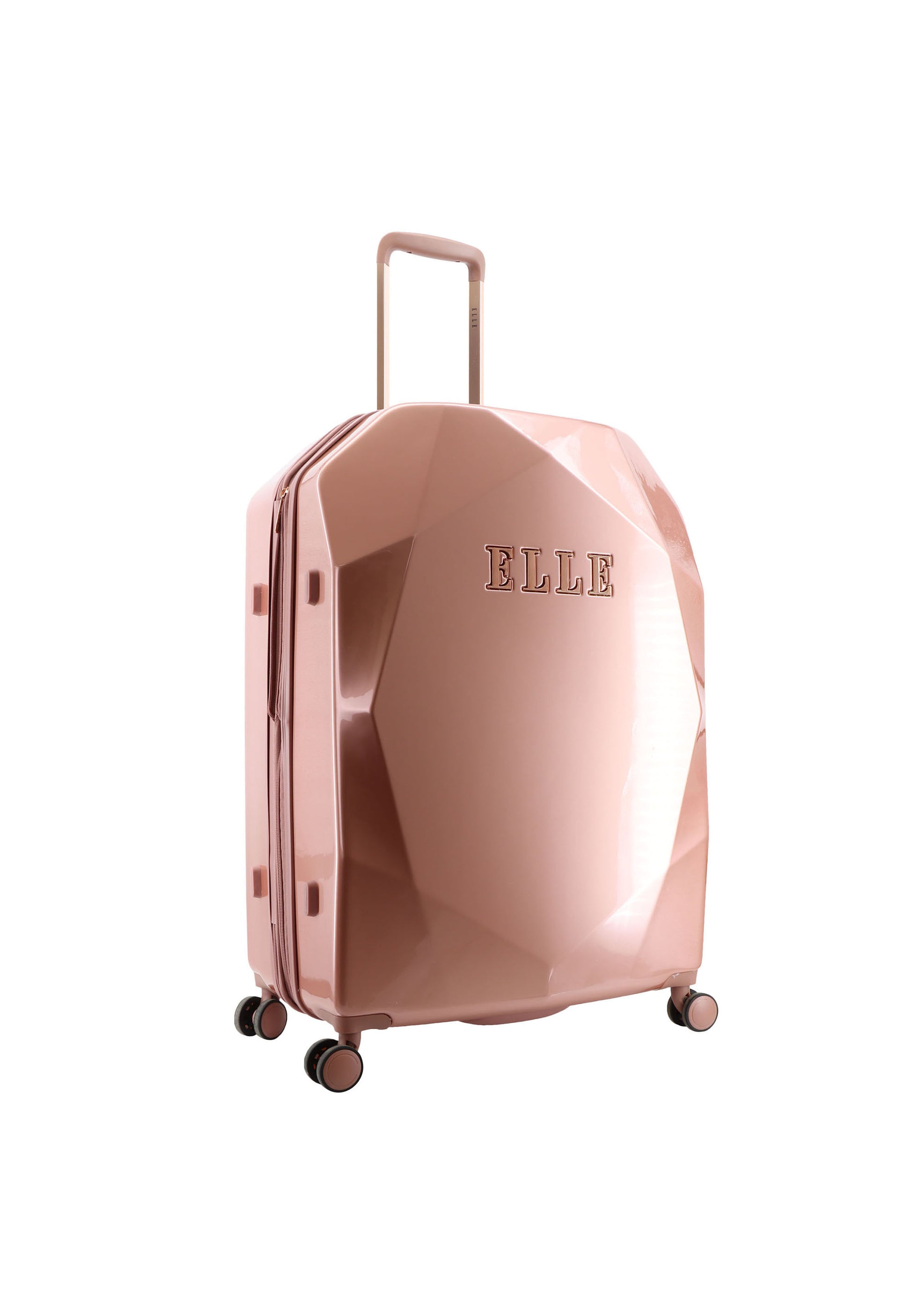 ELLE - Diamond Hartschalen-Kofferset / Trolley-Set / Reisekofferset - (S/M/L) - Roségold