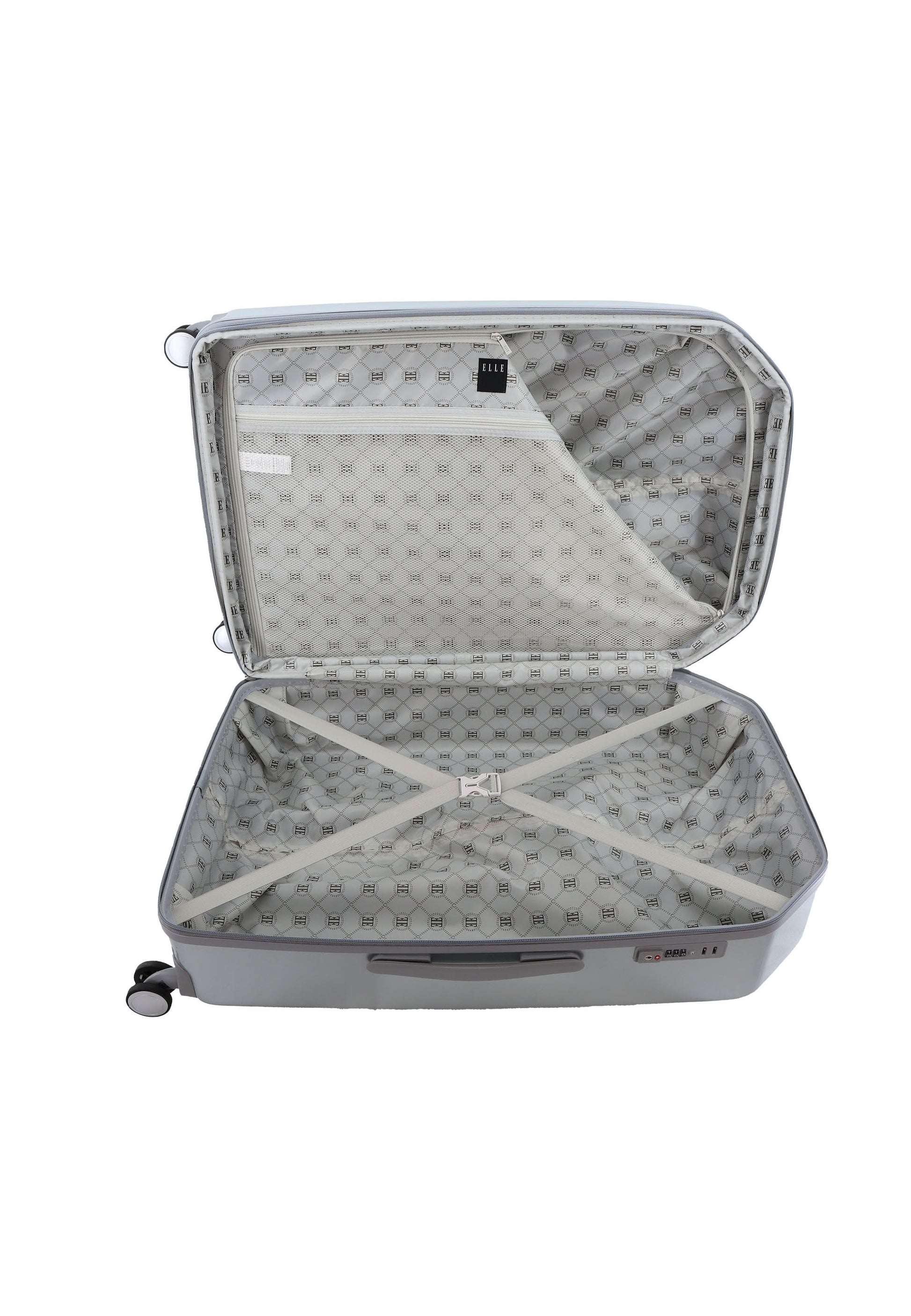 ELLE - Diamond Hartschalen-Kofferset / Trolley-Set / Reisekofferset - (S/M/L) - Silber
