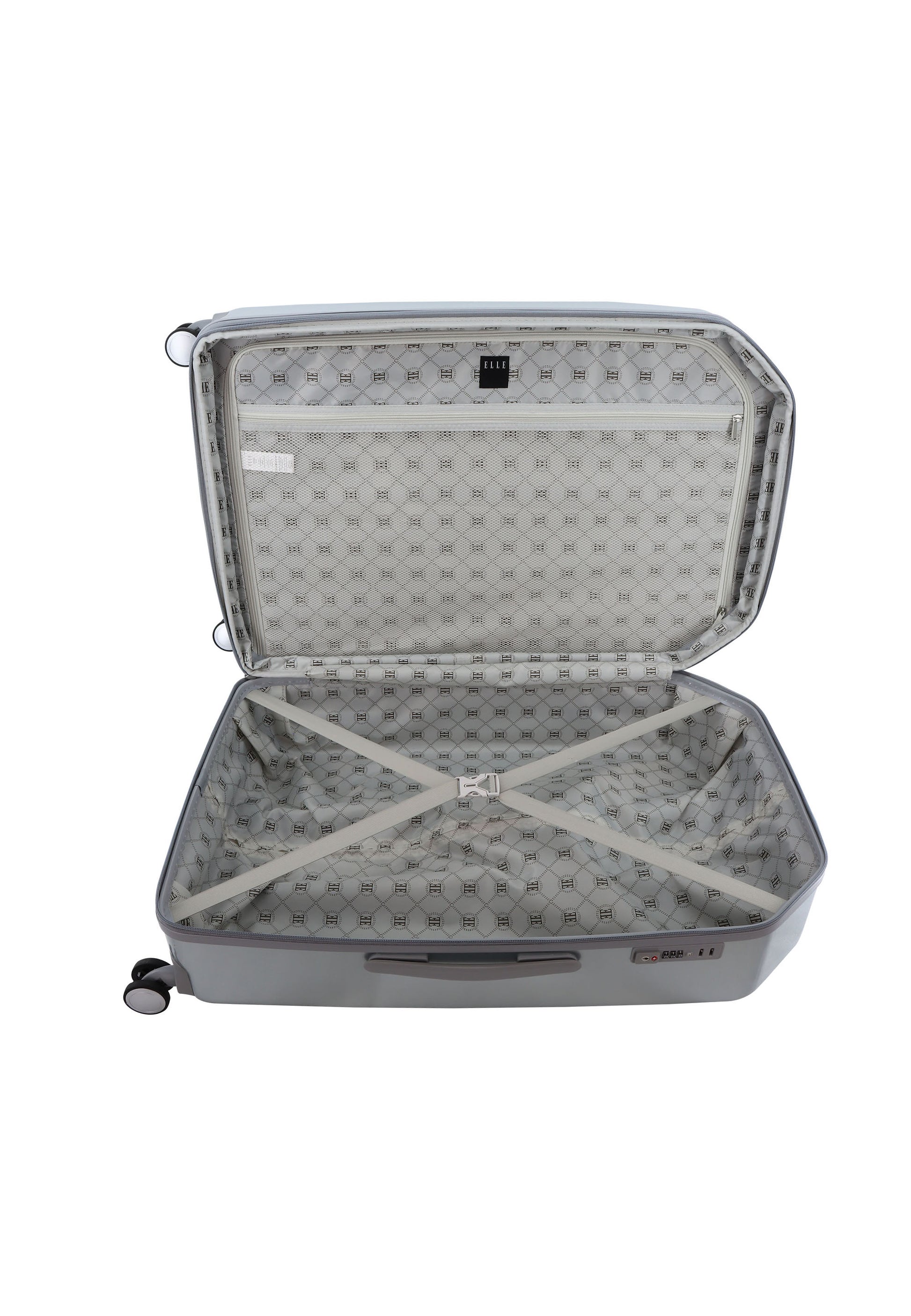 ELLE - Diamond Hartschalen-Kofferset / Trolley-Set / Reisekofferset - (S/M/L) - Silber