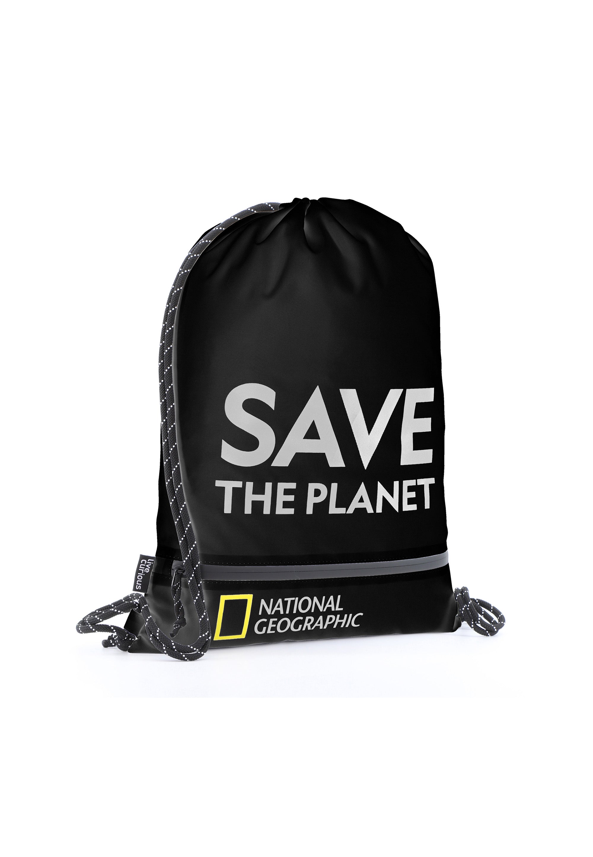 Nat Geo Sport und Freizeit Beutel Saturn Schwarz aus recycelten Plastik Flaschen Nachhaltig