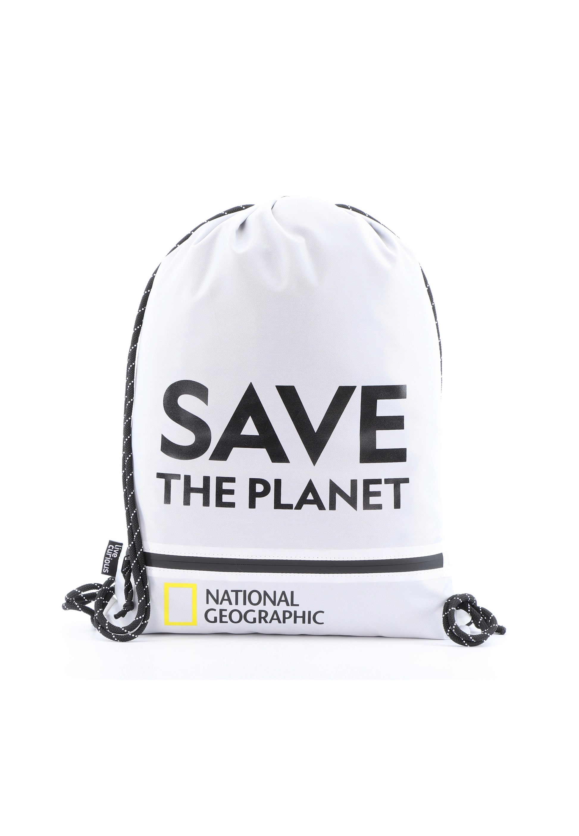 National Geographic - Saturn Sportbeutel / Turnbeutel / Kordelzugtasche - Weiß