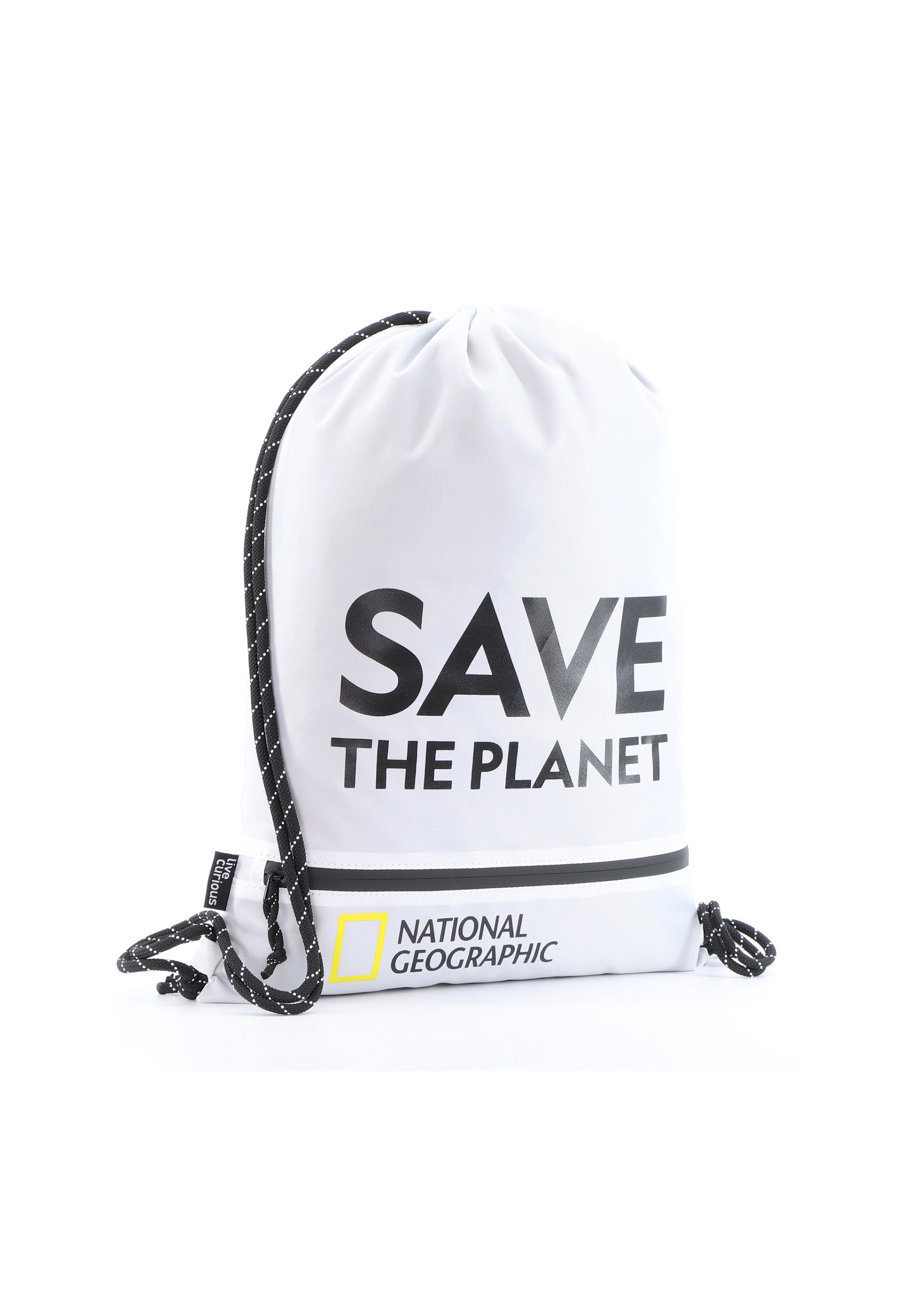 Nat Geo Sport und Freizeit Beutel Saturn Weiss aus recycelten Plastik Flaschen Nachhaltig