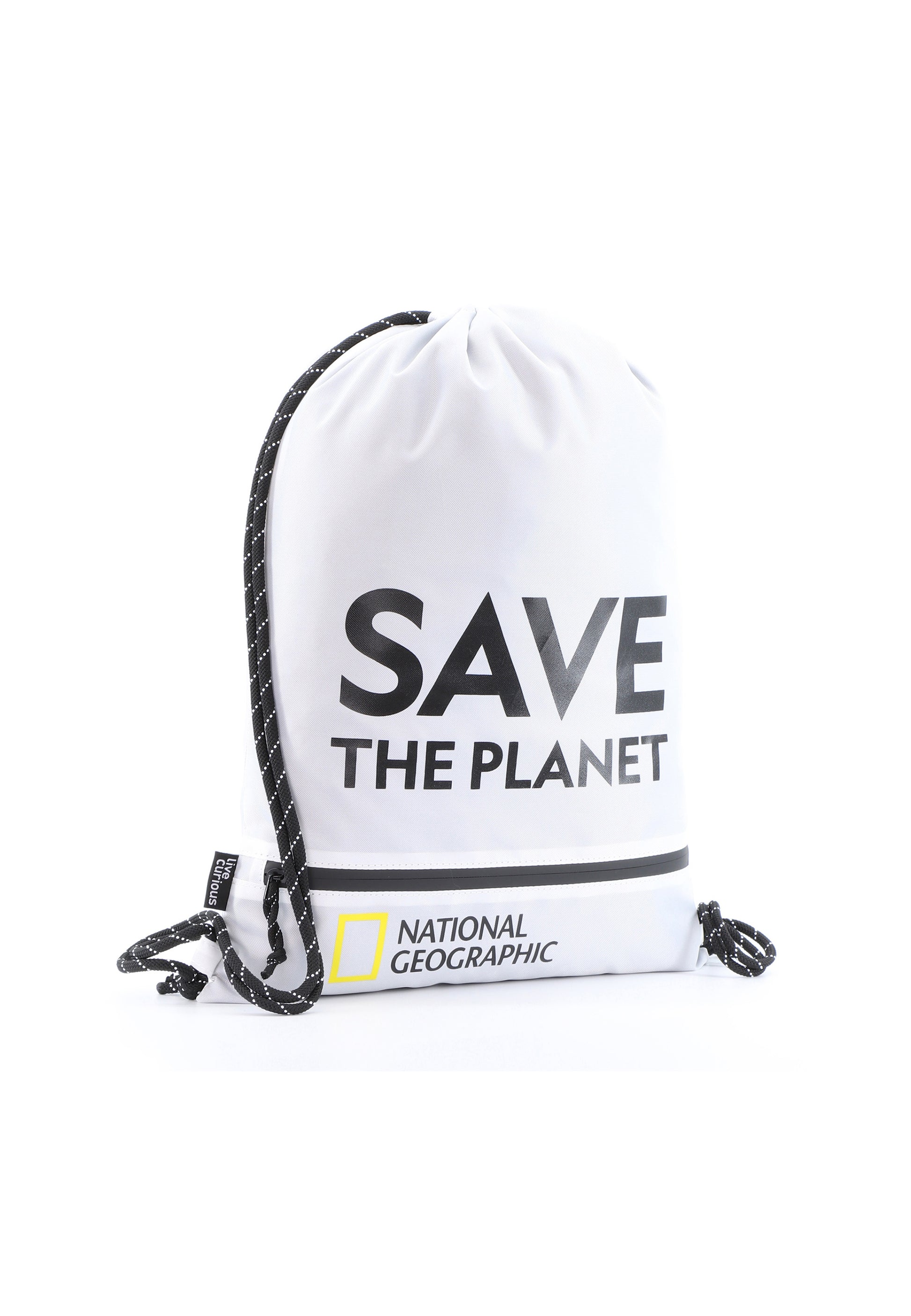 National Geographic - Saturn Sportbeutel / Turnbeutel / Kordelzugtasche - Weiß