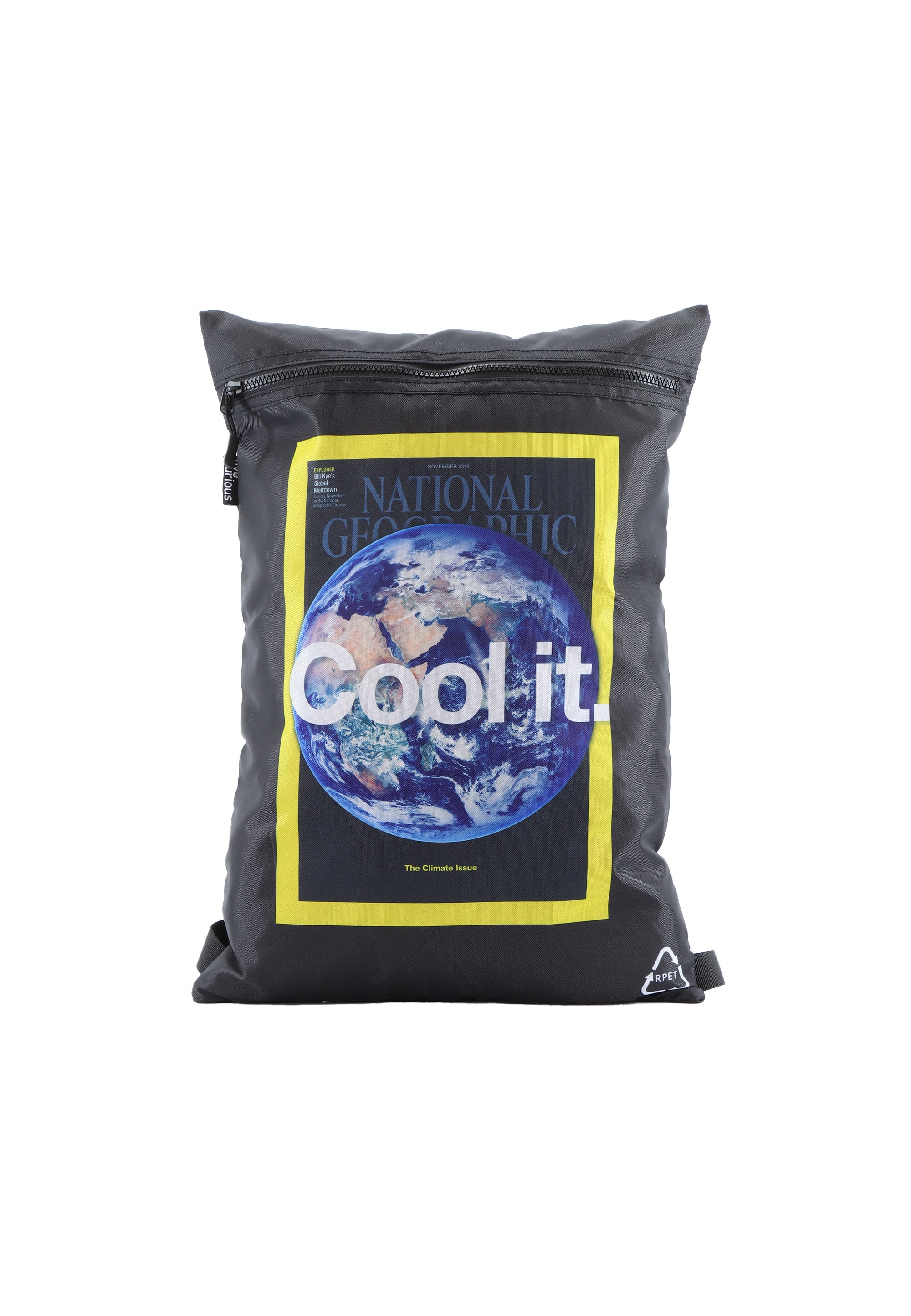 National Geographic - Earth | leichter Rucksack mit "Cool it" Aufdruck aus RPET Material | Schwarz