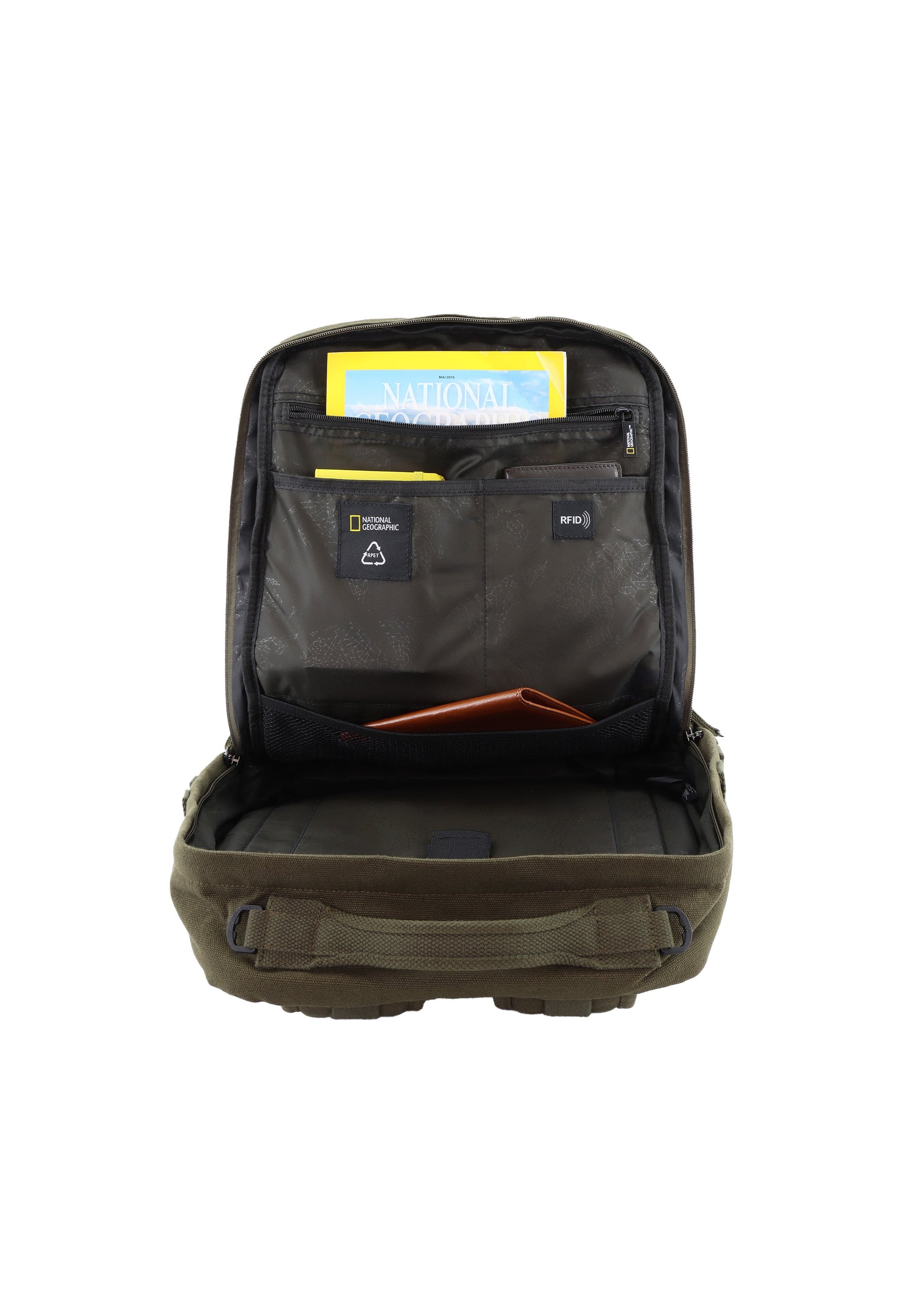 National Geographic - Milestone RPET Rucksack / Laptop-Rucksack / Outdoor-Rucksack - 20,3L Khaki
