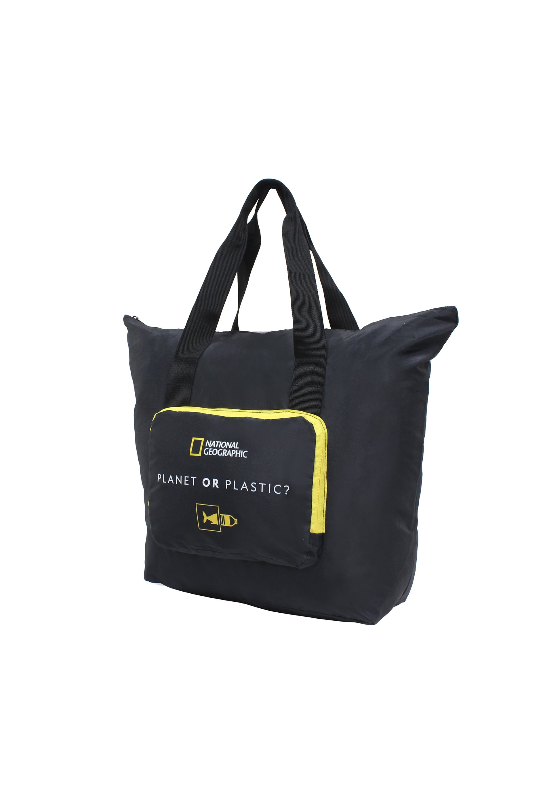 National Geographic - Foldable Faltbare Vertikale Handtasche / Einkauftasche - 44cm - Schwarz