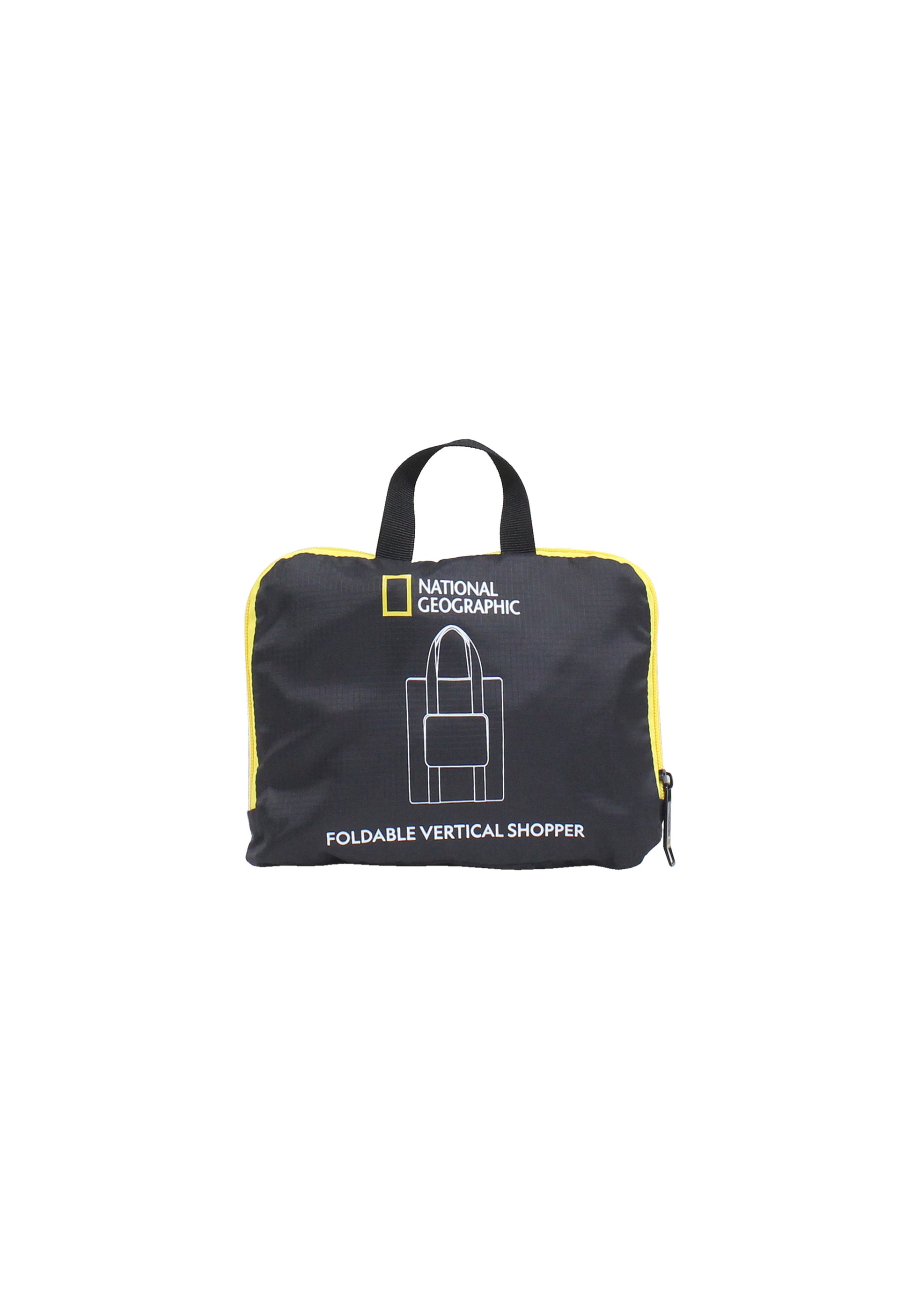 National Geographic - Foldable Faltbare Vertikale Handtasche / Einkauftasche - 44cm - Schwarz