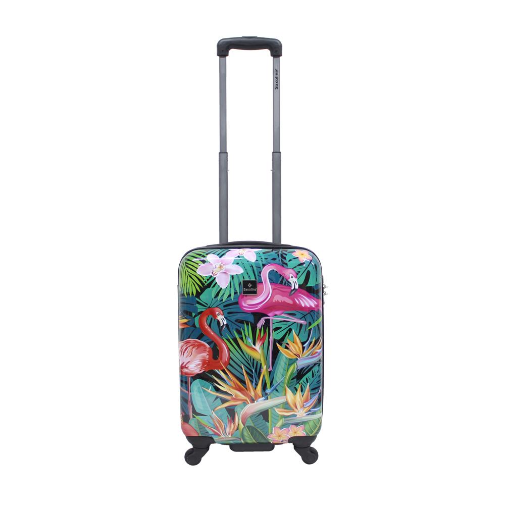 Saxoline Trolley Koffer Handgepäck mit exotischen Flamingo Druck