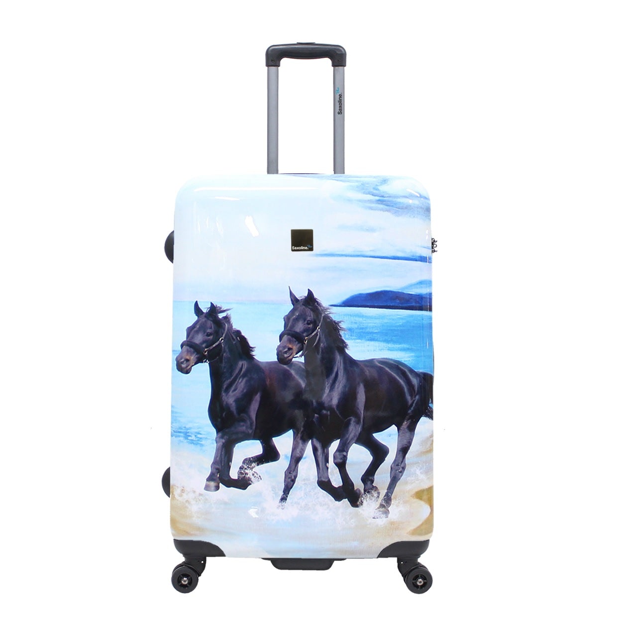 large Saxoline hard suitcase with horse print
