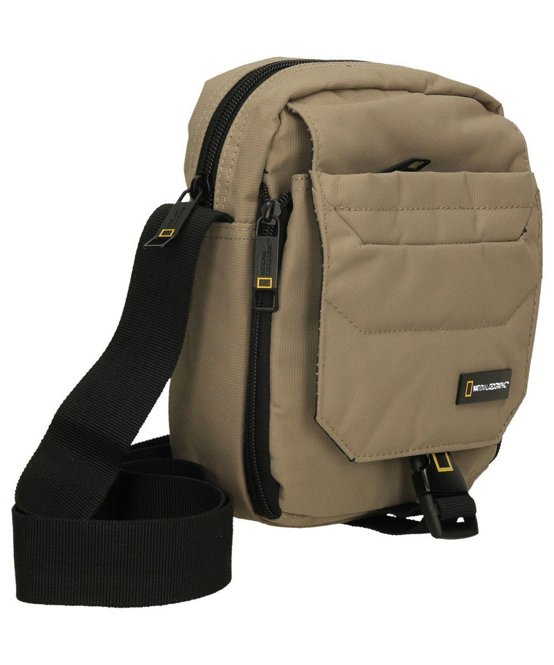 National Geographic Pro schoudertas beige met 3 ritsvakken