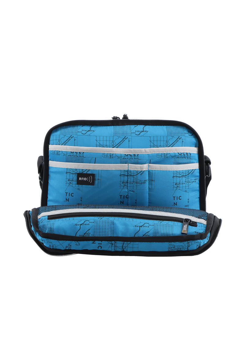 Schultertasche umhängetasche der Nat Geo Ocean Serie in blau RPET