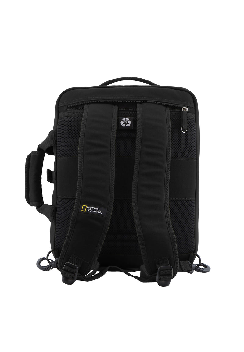 RPET 3 Wege Rucksack Laptoptasche Umhängetasche der Nat Geo Milestone Serie in schwarz
